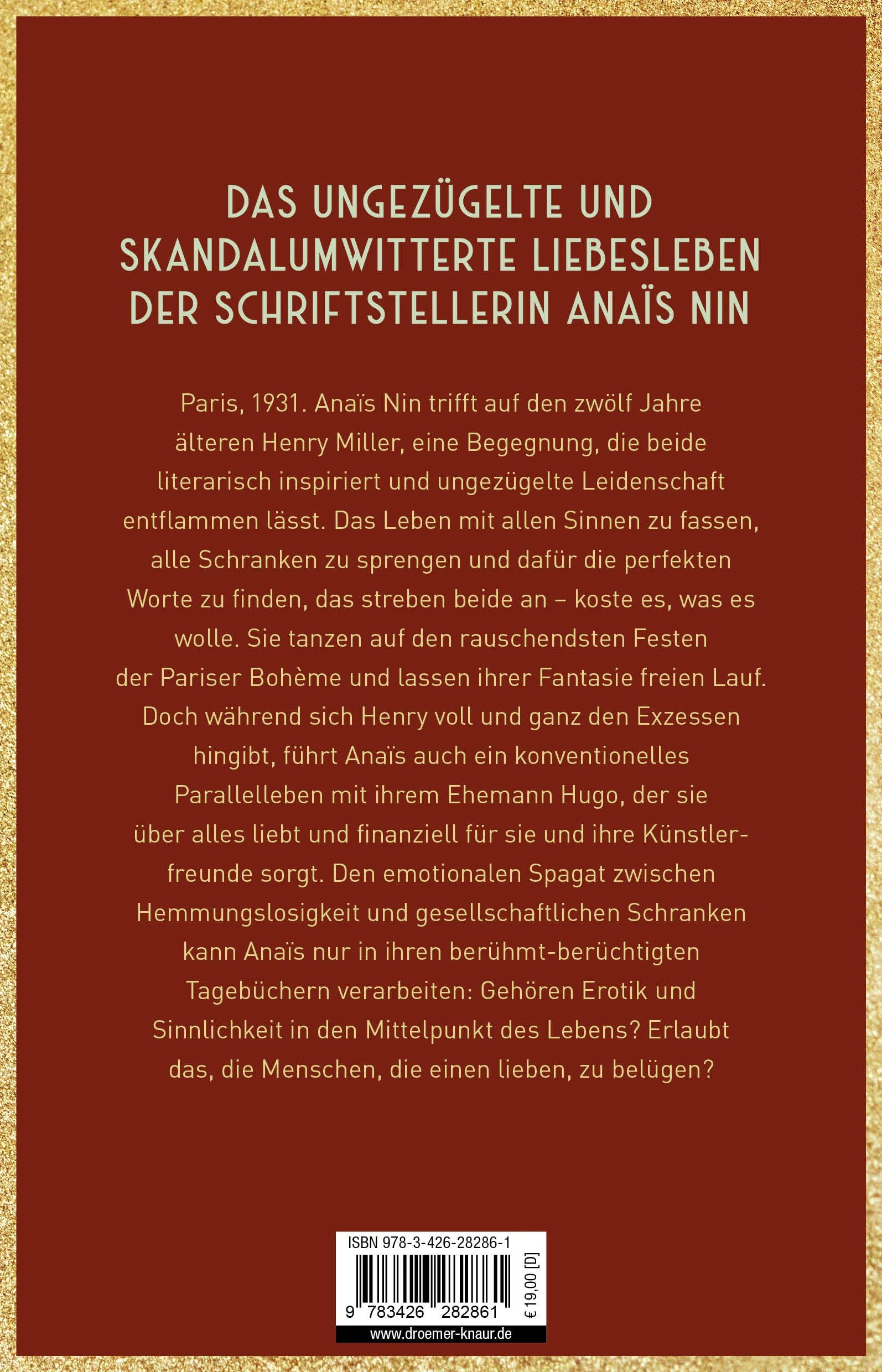 Buchrückseite von 'Liebesrausch' mit Klappentext - Paperback