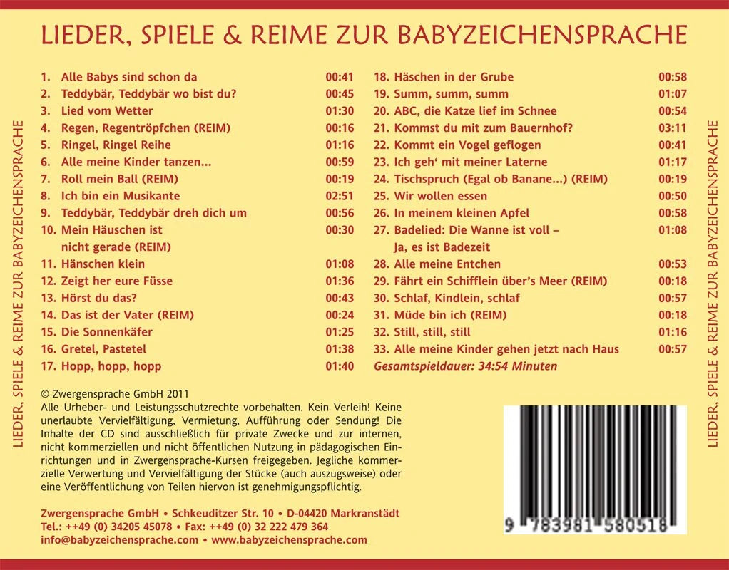Lieder, Spiele & Reime zur Babyzeichensprache – Ansicht