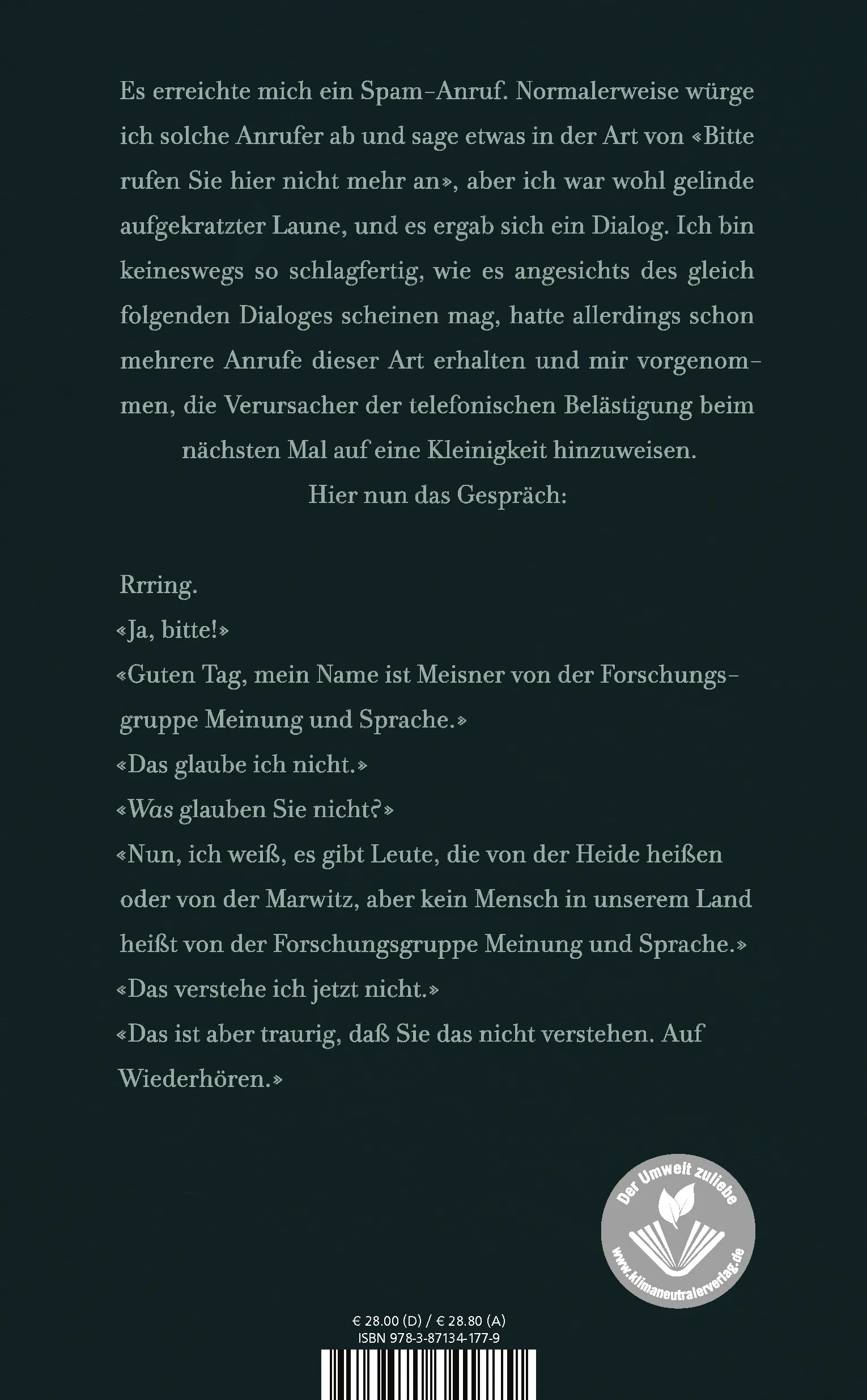 Buchrückseite von 'Lippen abwischen und lächeln' mit Klappentext - Gebundene Ausgabe