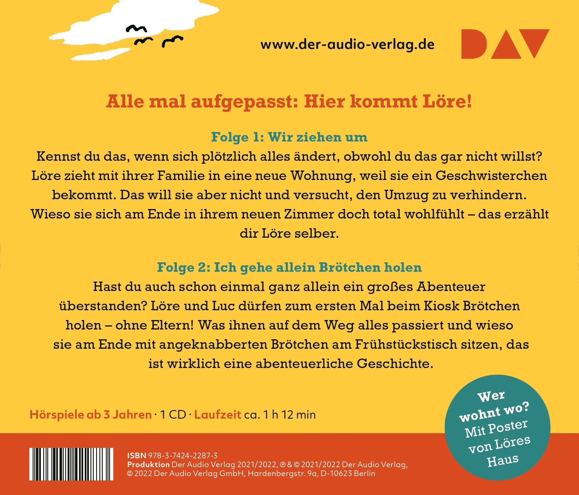 Buchrückseite von 'Löre & Luc – Unser lautes Leben' mit Klappentext - Hörbuch (CD)
