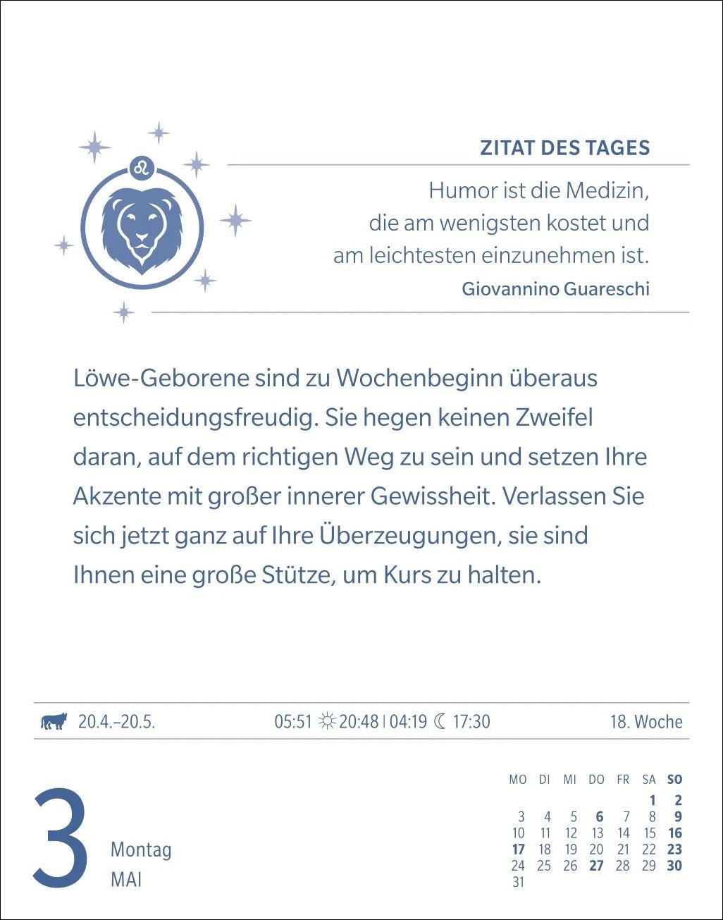 Löwe Sternzeichenkalender 2027 - Tagesabreißkalender - Ihr Horoskop für jeden Tag – Ansicht