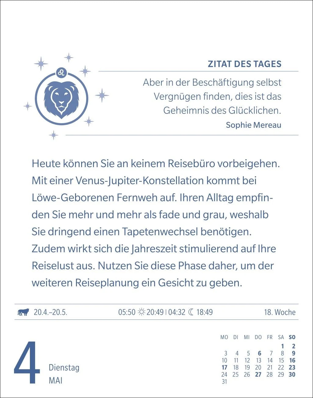 Löwe Sternzeichenkalender 2027 - Tagesabreißkalender - Ihr Horoskop für jeden Tag – Ansicht