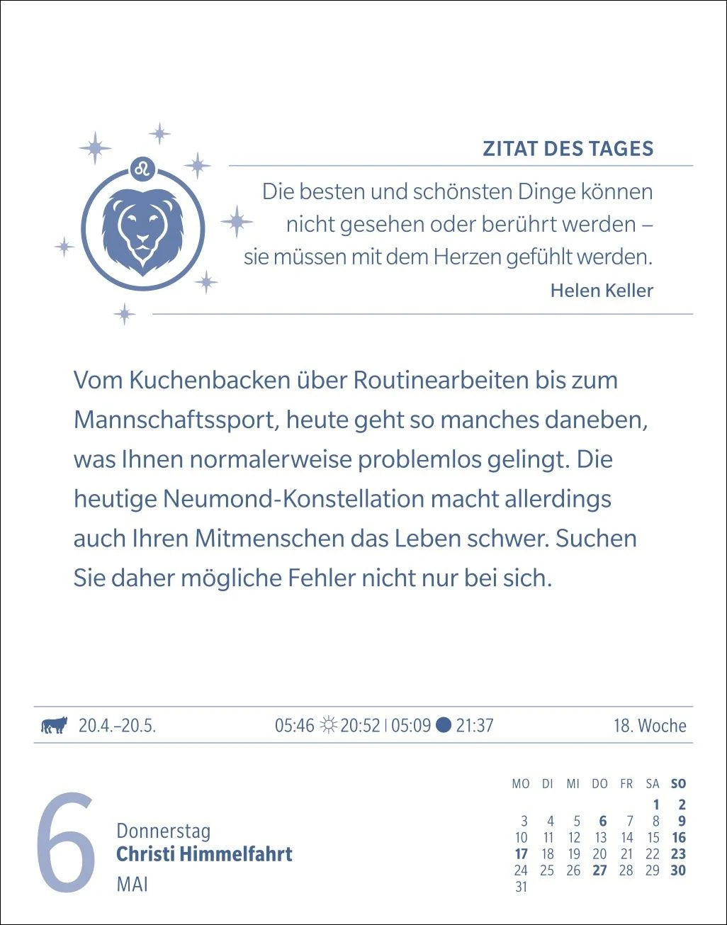 Löwe Sternzeichenkalender 2027 - Tagesabreißkalender - Ihr Horoskop für jeden Tag – Ansicht