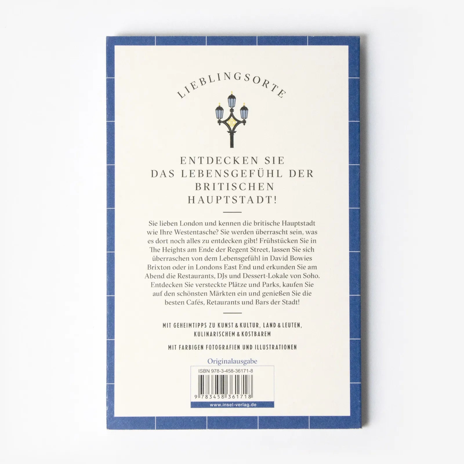 Buchrückseite von 'London Reiseführer LIEBLINGSORTE' mit Klappentext - Paperback