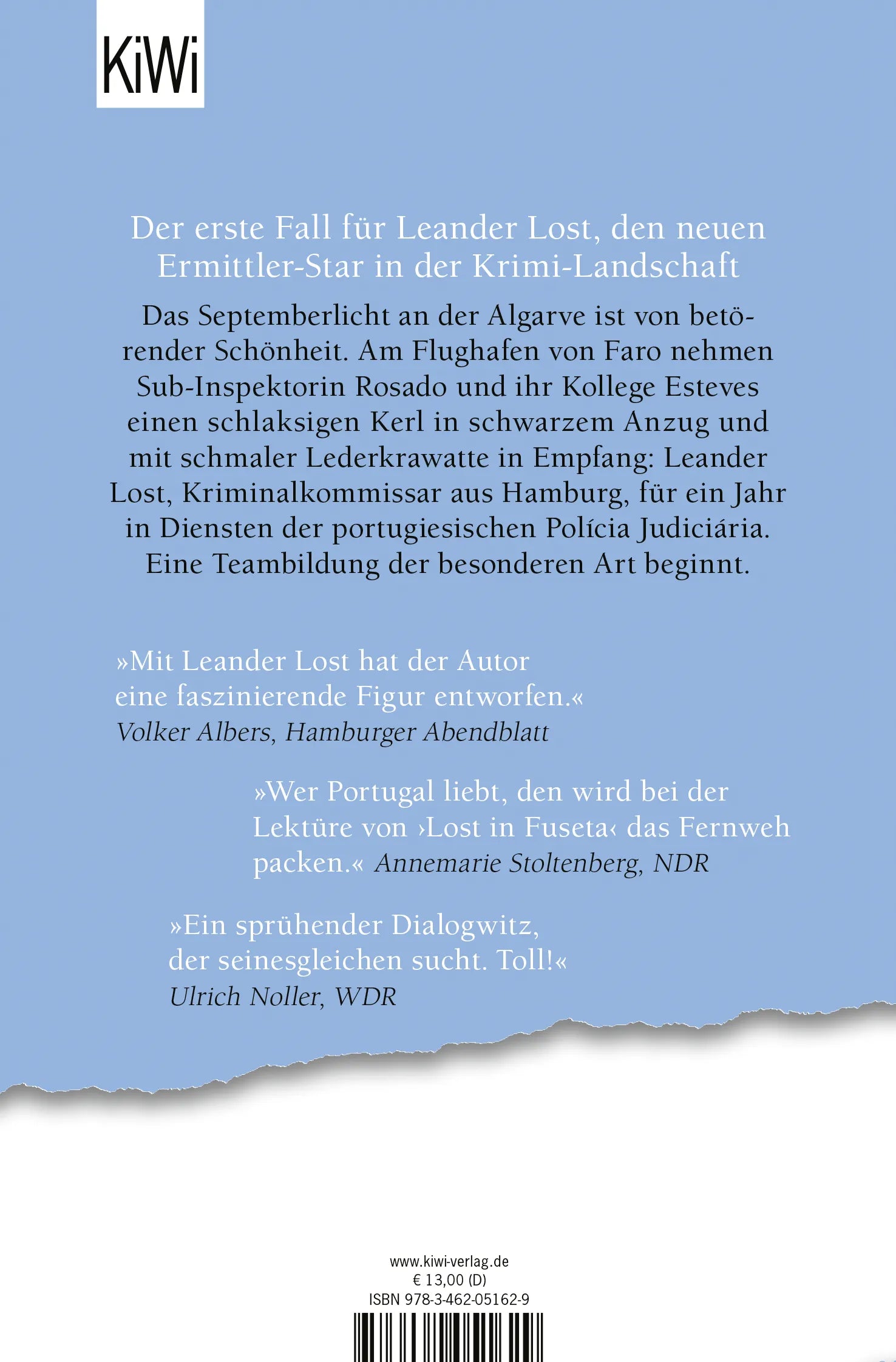 Buchrückseite von 'Lost in Fuseta' mit Klappentext - Taschenbuch