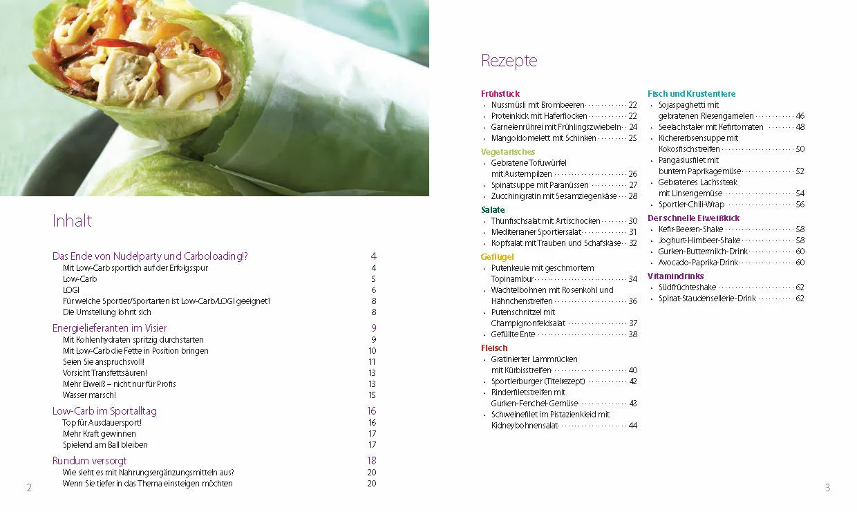 Innenansicht von 'Low-Carb für Sportler' - Taschenbuch