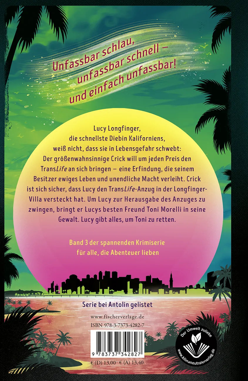 Buchrückseite von 'Lucy Longfinger – einfach unfassbar!:Tödliche Täuschung' mit Klappentext - Gebundene Ausgabe