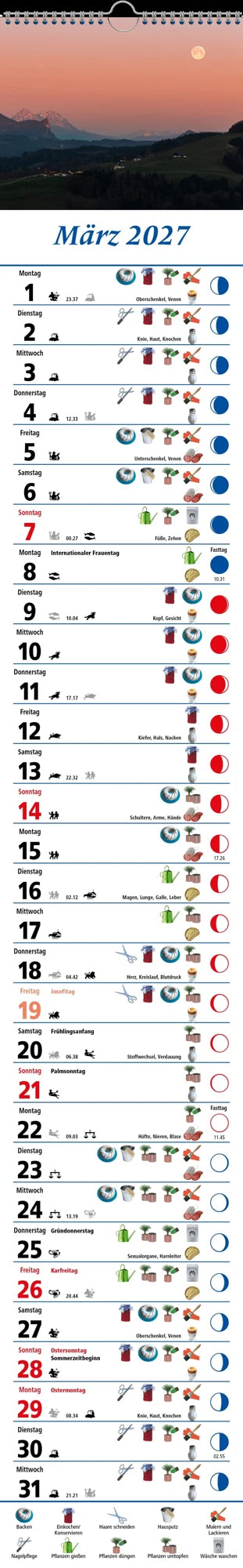 Mondkalender 2027 – Ansicht