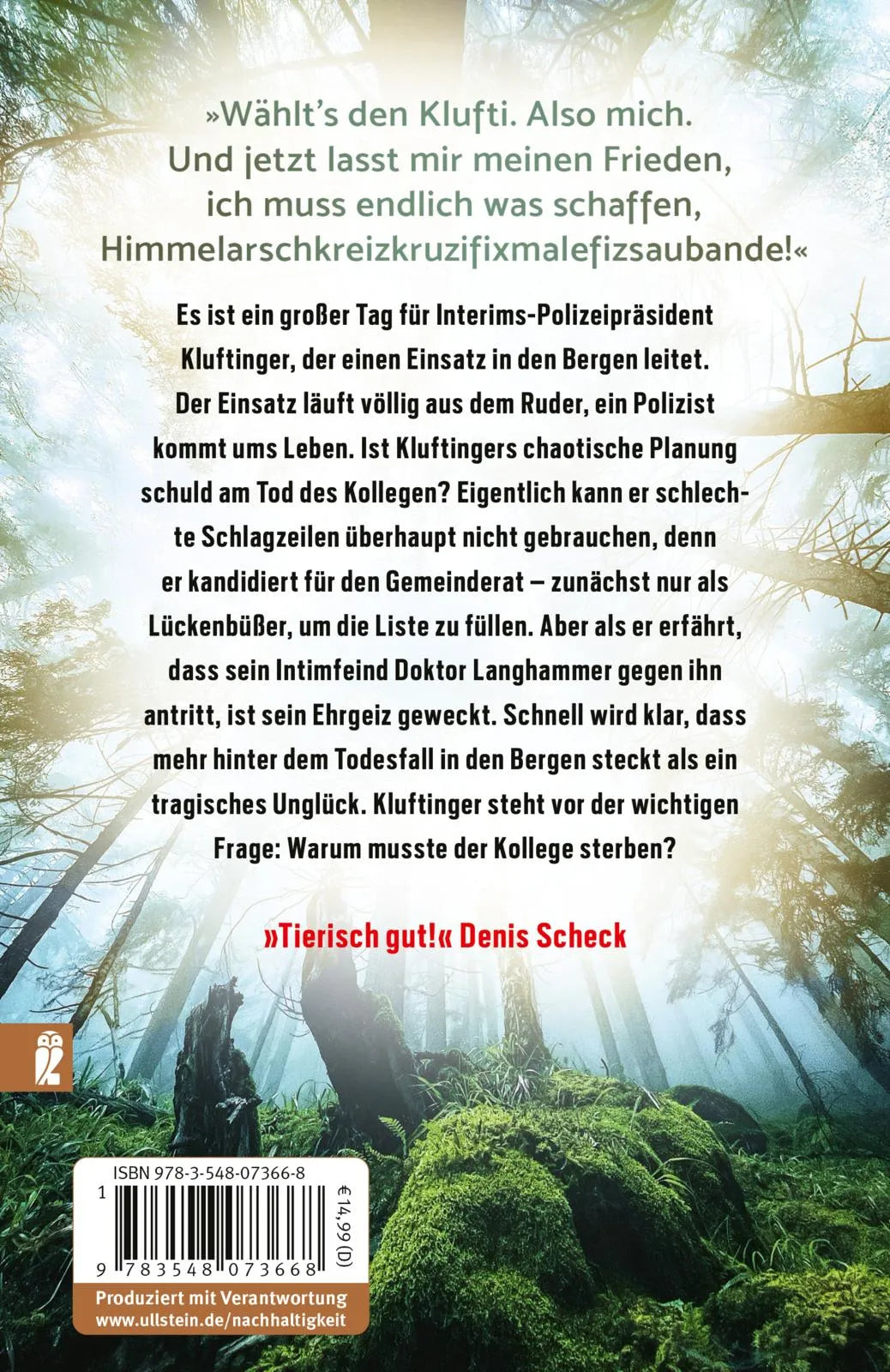 Buchrückseite von 'Lückenbüßer' mit Klappentext - Taschenbuch