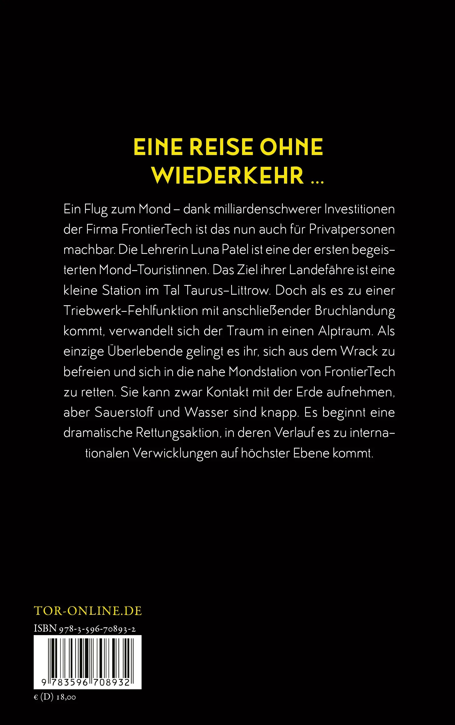 Buchrückseite von 'Luna' mit Klappentext - Paperback