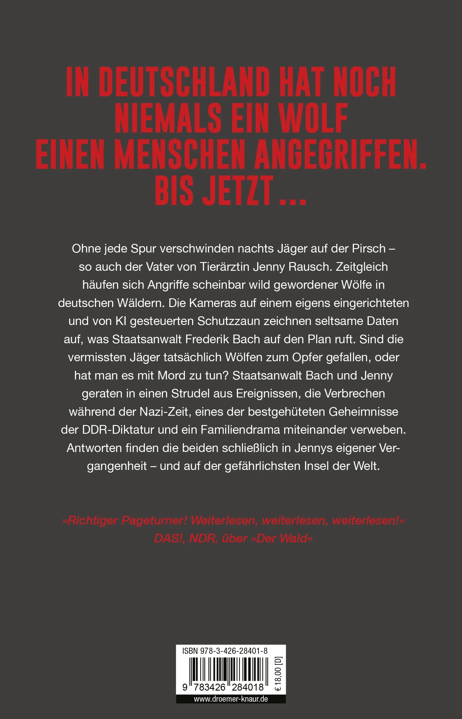 Buchrückseite von 'Lupus' mit Klappentext - Paperback