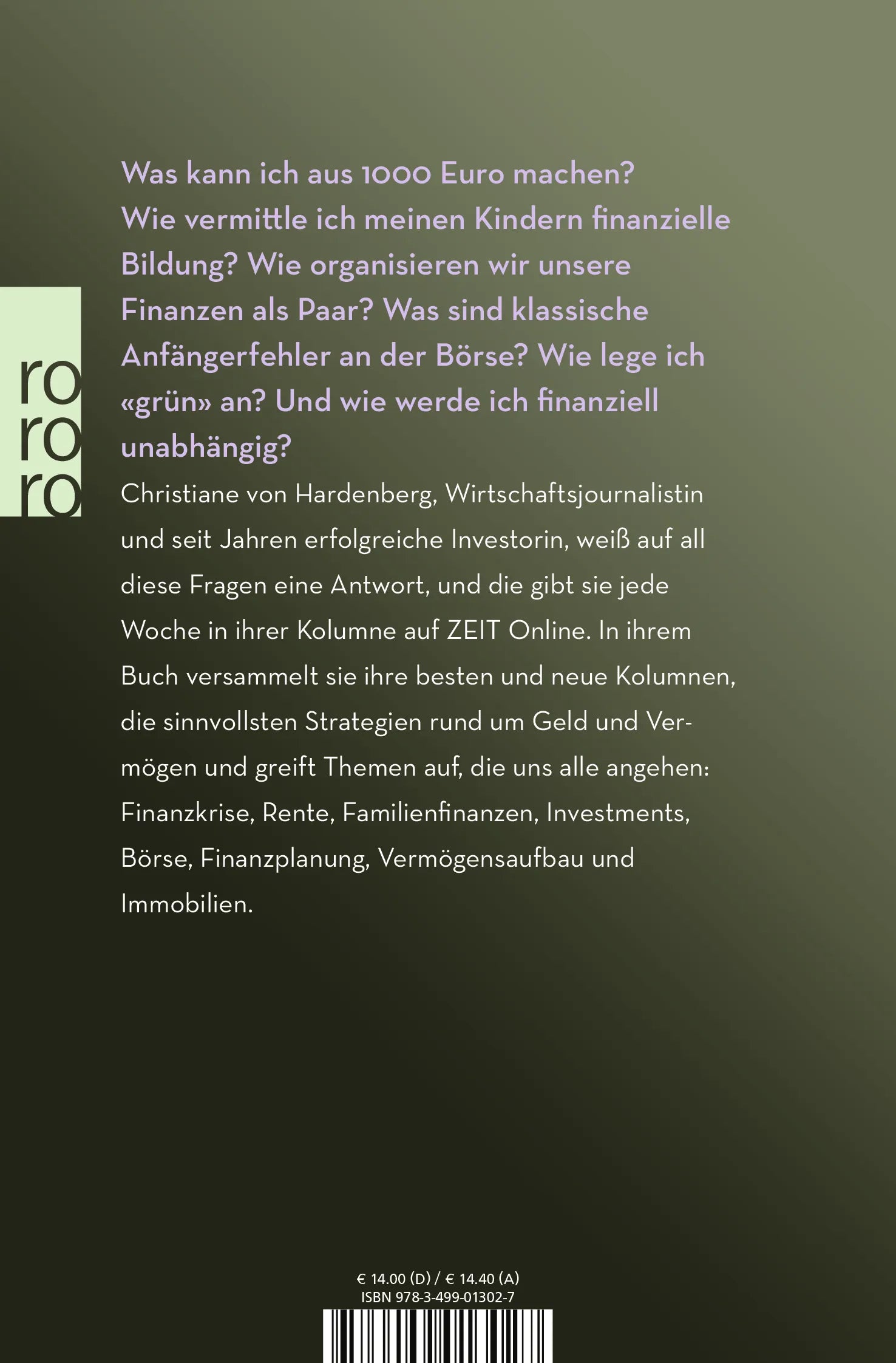 Buchrückseite von 'Mach mehr aus deinem Geld!' mit Klappentext - Taschenbuch