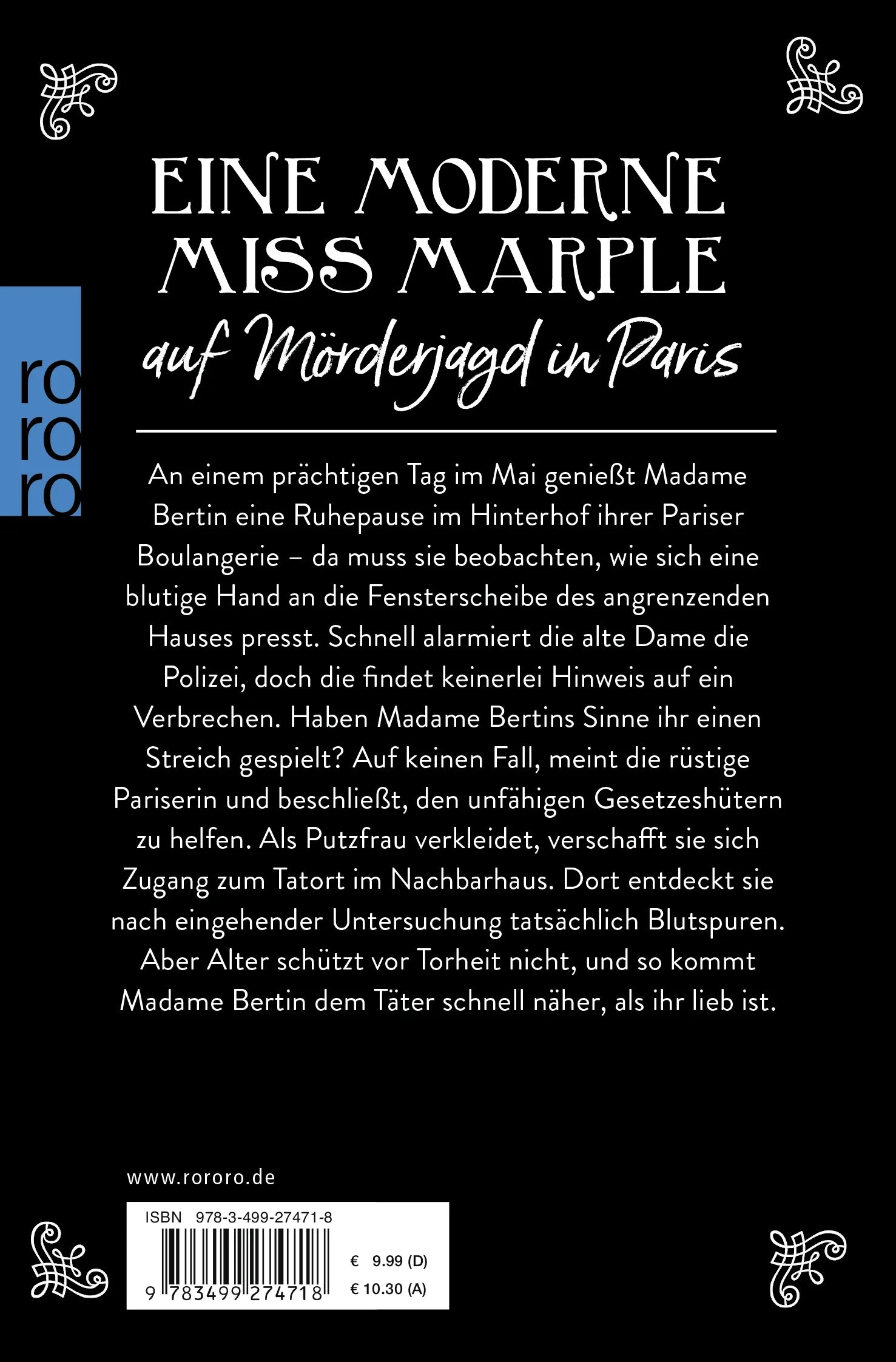 Buchrückseite von 'Madame Bertin steht früh auf' mit Klappentext - Taschenbuch