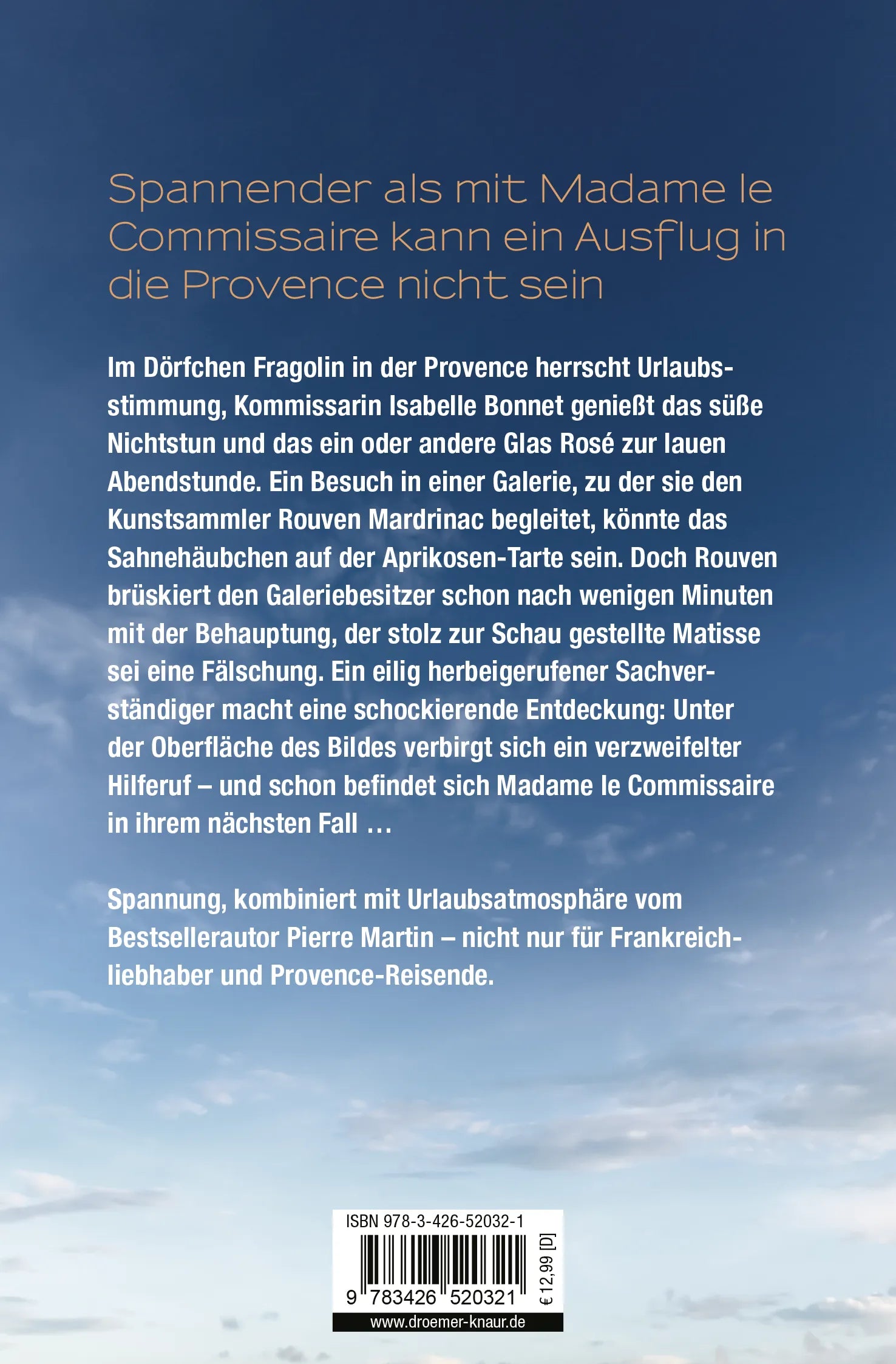 Buchrückseite von 'Madame le Commissaire und das geheimnisvolle Bild' mit Klappentext - Taschenbuch
