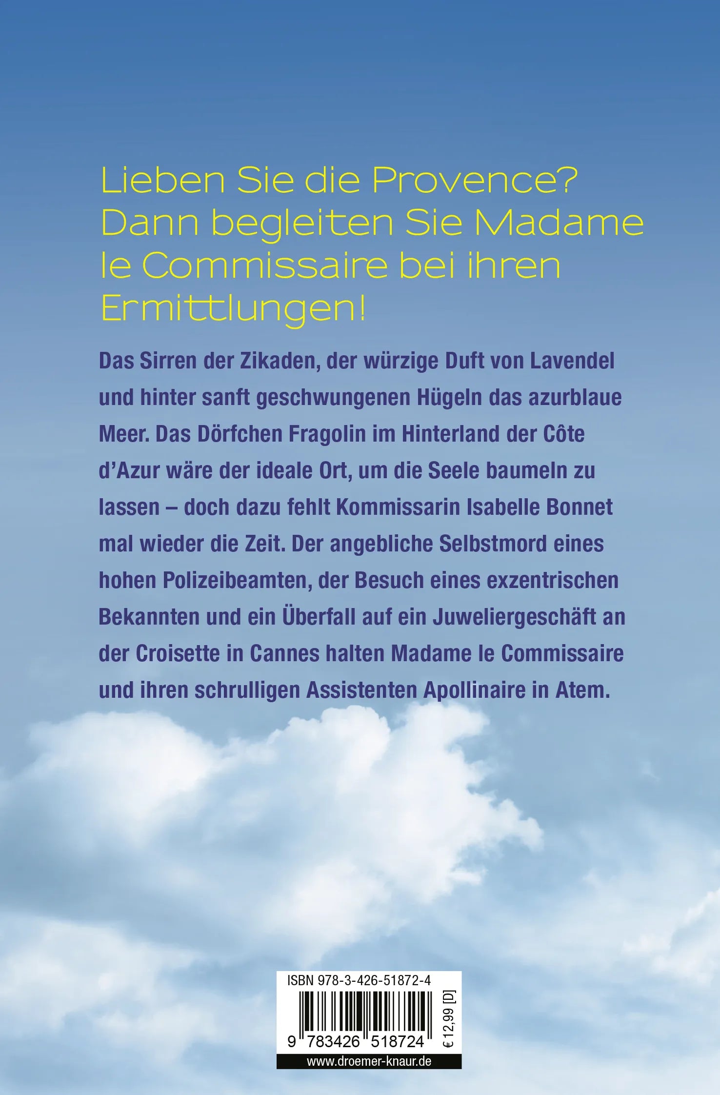 Buchrückseite von 'Madame le Commissaire und der Tod des Polizeichefs' mit Klappentext - Taschenbuch
