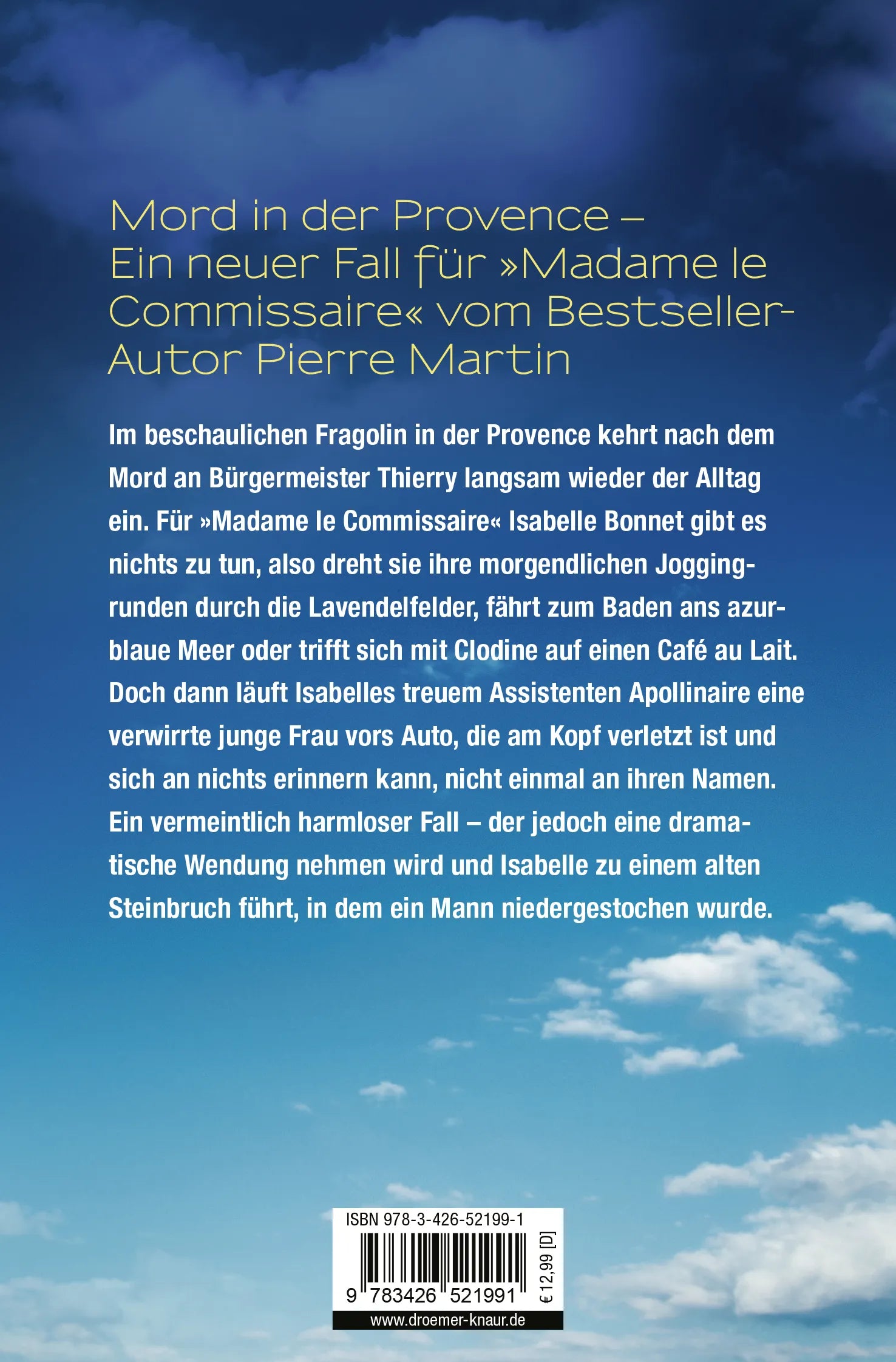 Buchrückseite von 'Madame le Commissaire und die Frau ohne Gedächtnis' mit Klappentext - Taschenbuch