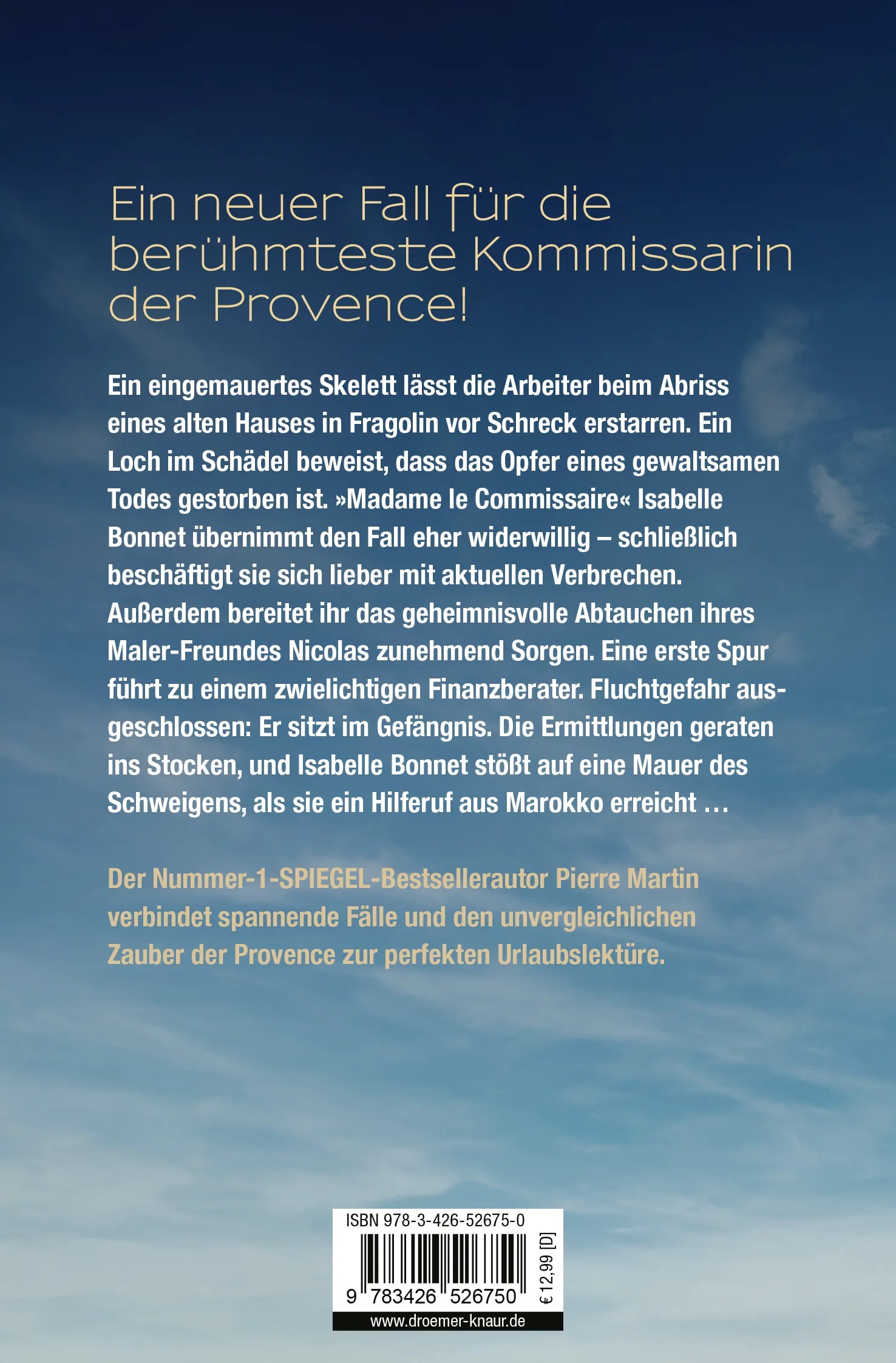 Buchrückseite von 'Madame le Commissaire und die Mauer des Schweigens' mit Klappentext - Taschenbuch