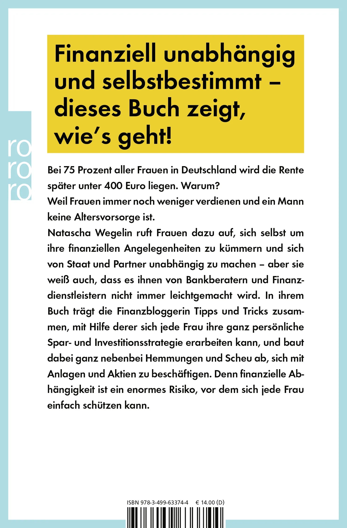 Buchrückseite von 'Madame Moneypenny: Wie Frauen ihre Finanzen selbst in die Hand nehmen können' mit Klappentext - Taschenbuch