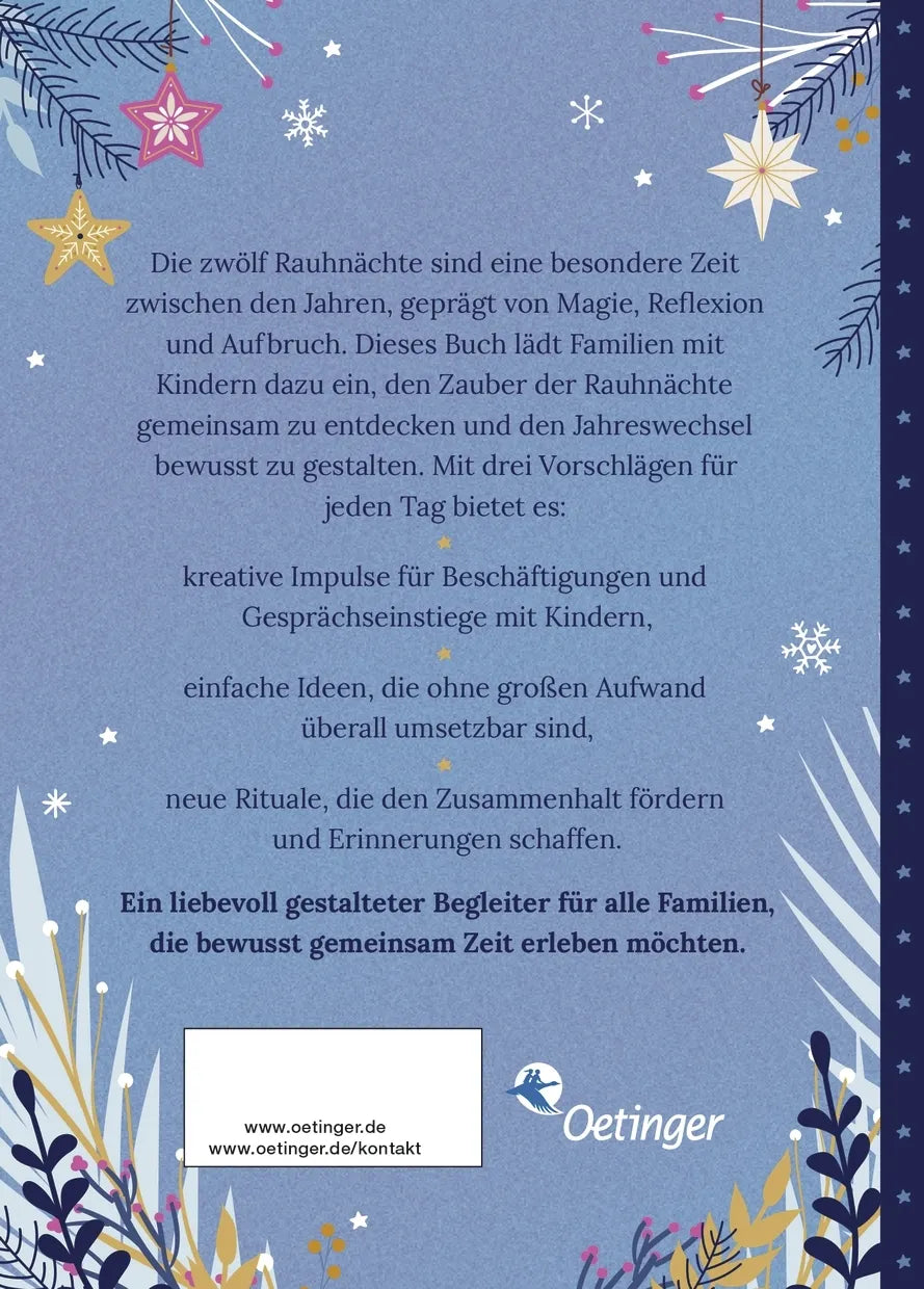 Buchrückseite von 'Magische Rauhnächte mit Kindern' mit Klappentext - Gebundene Ausgabe