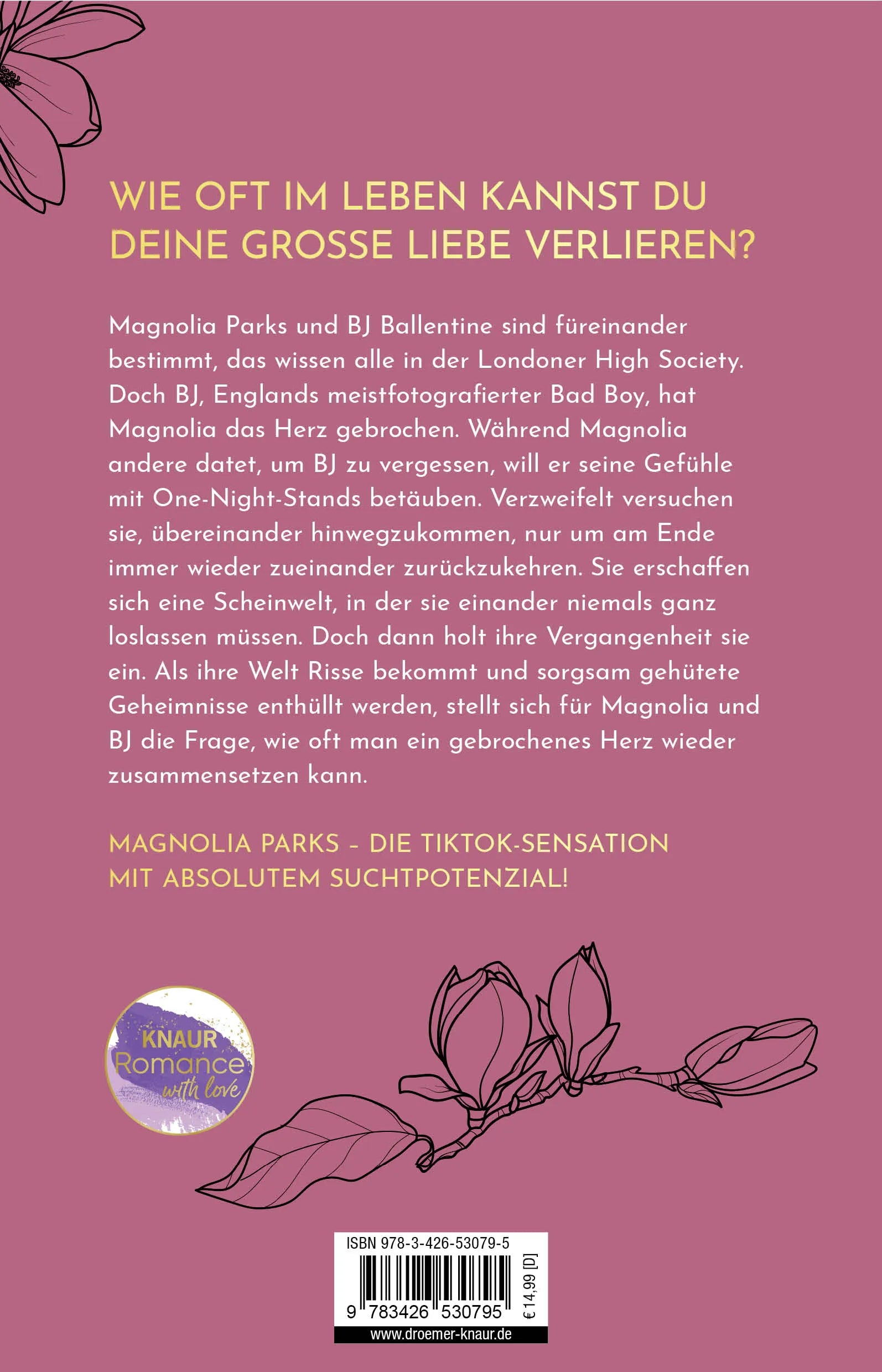 Buchrückseite von 'Magnolia Parks' mit Klappentext - Paperback