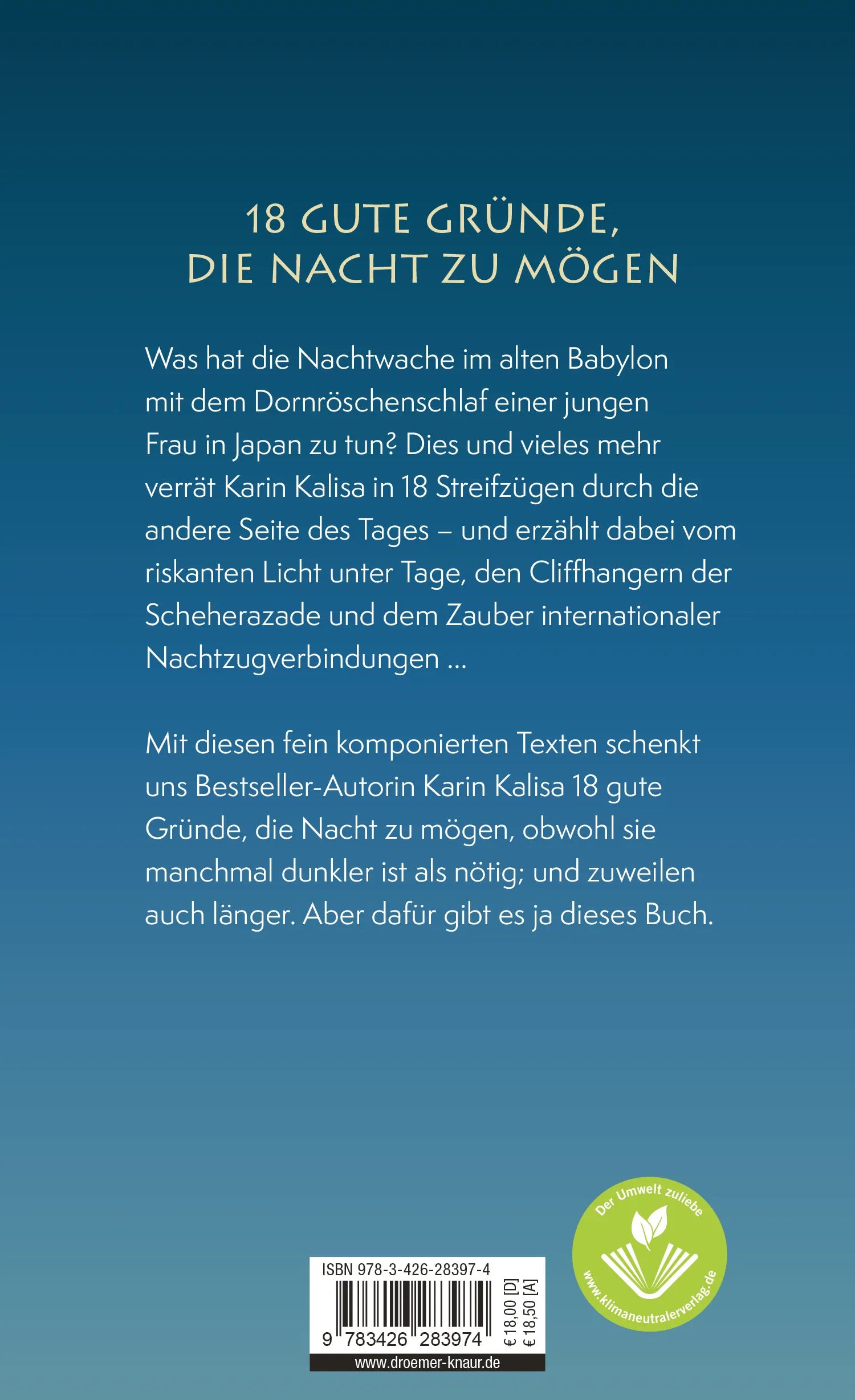 Buchrückseite von 'Magst du die Nacht?' mit Klappentext - Gebundene Ausgabe