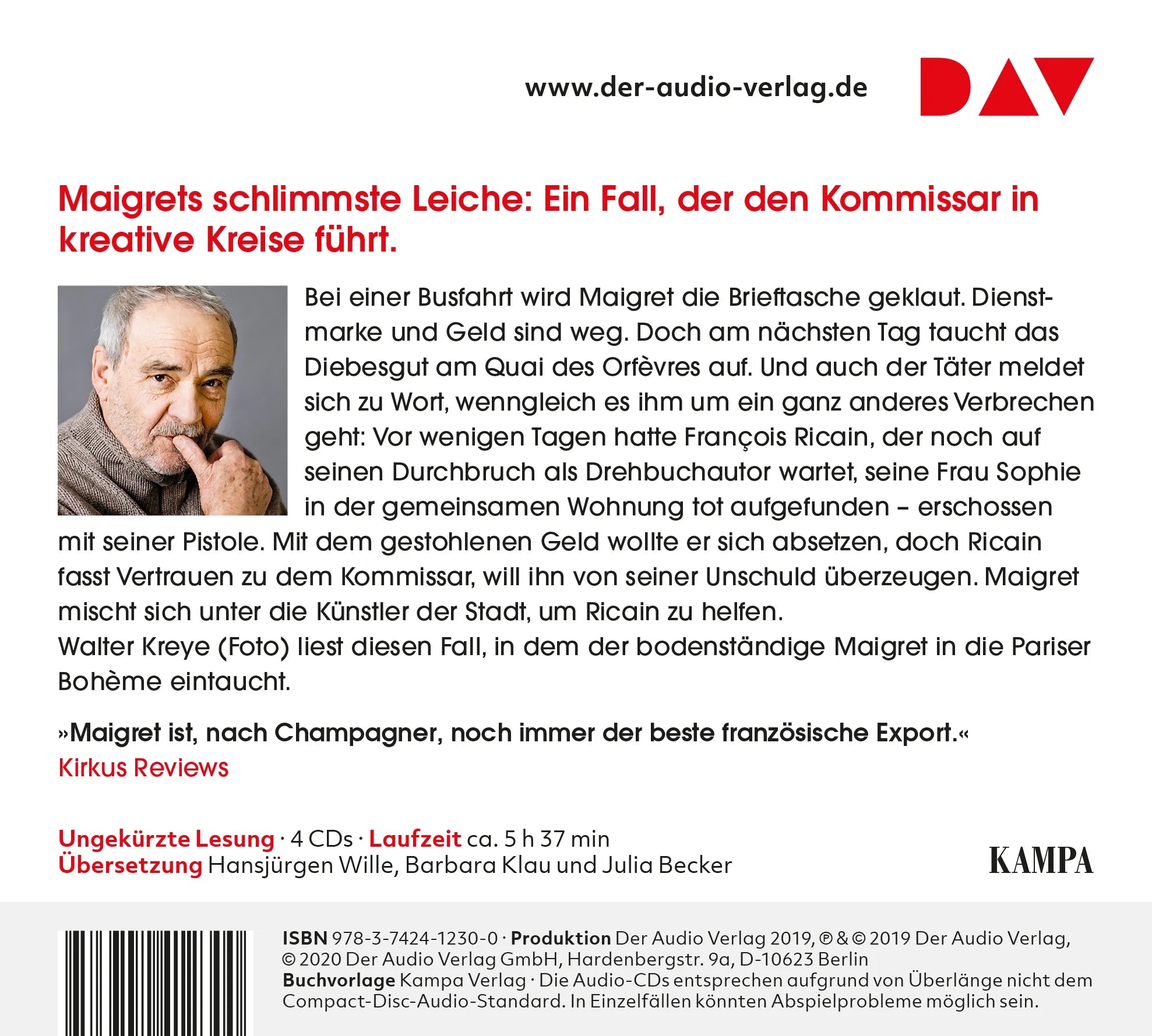 Buchrückseite von 'Maigret in Künstlerkreisen' mit Klappentext - Hörbuch (CD)