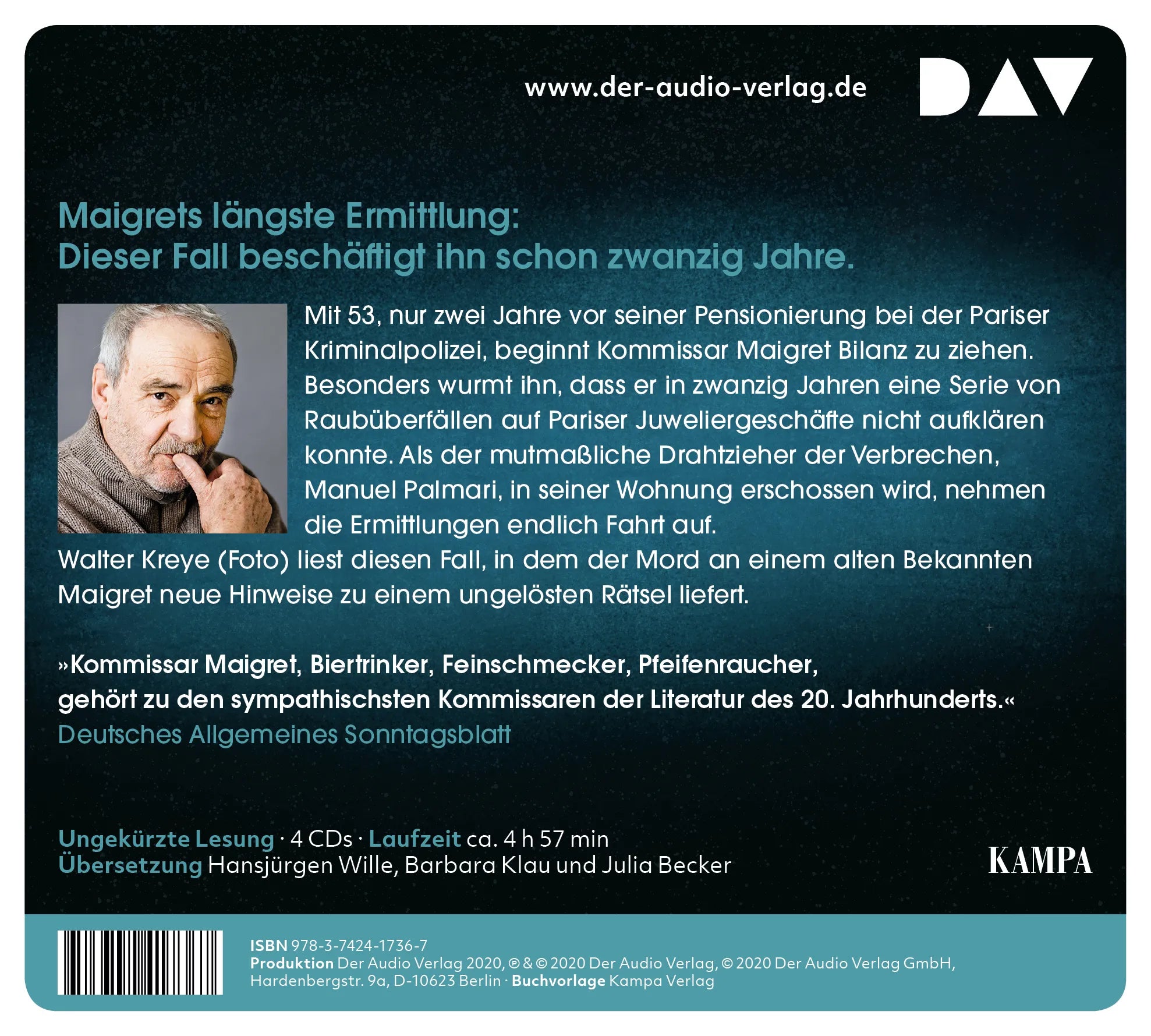 Buchrückseite von 'Maigret lässt sich Zeit' mit Klappentext - Hörbuch (CD)