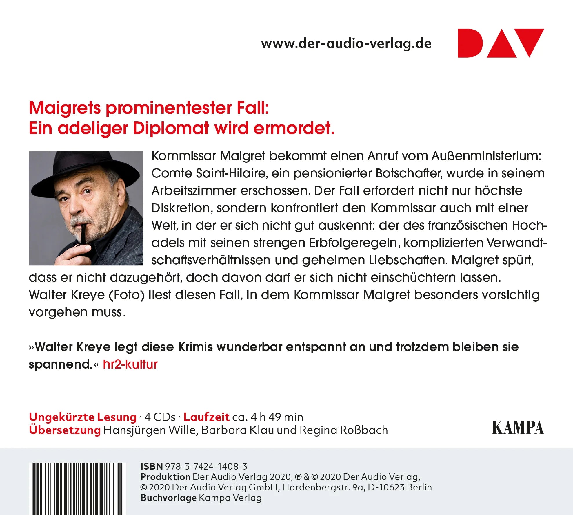Buchrückseite von 'Maigret und die alten Leute' mit Klappentext - Hörbuch (CD)