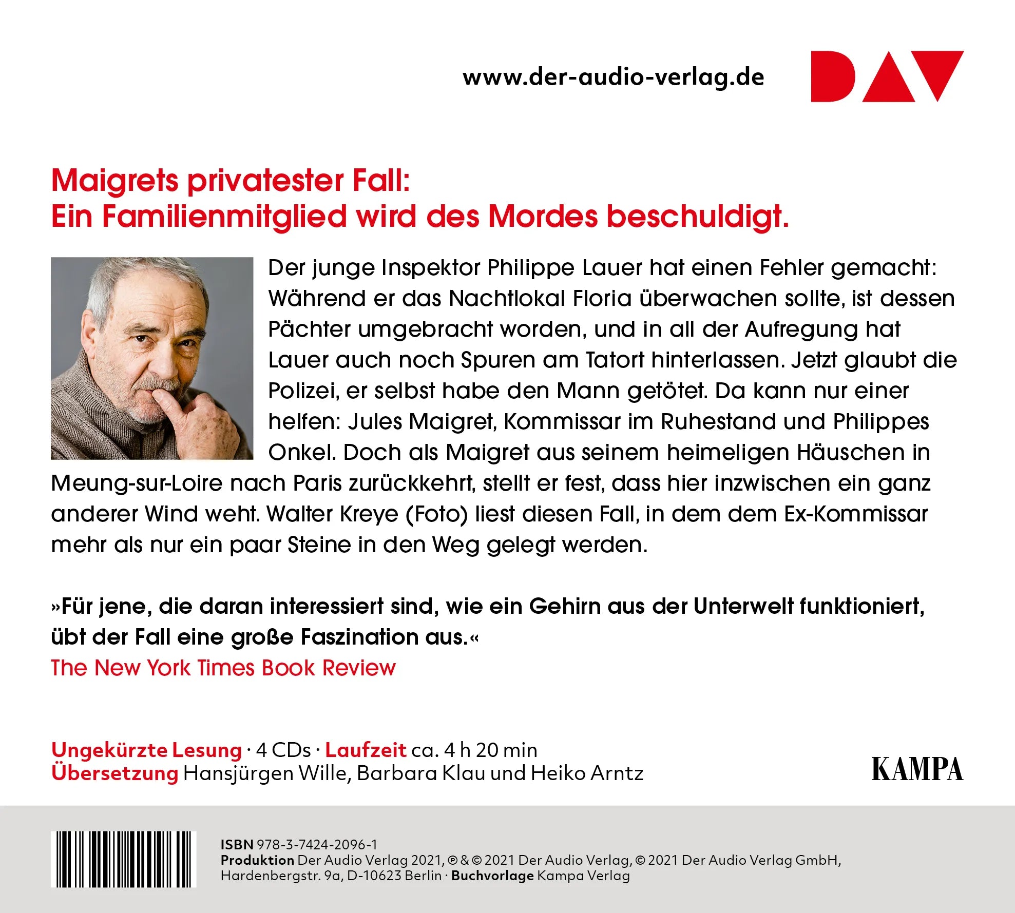 Buchrückseite von 'Maigret und sein Neffe' mit Klappentext - Hörbuch (CD)