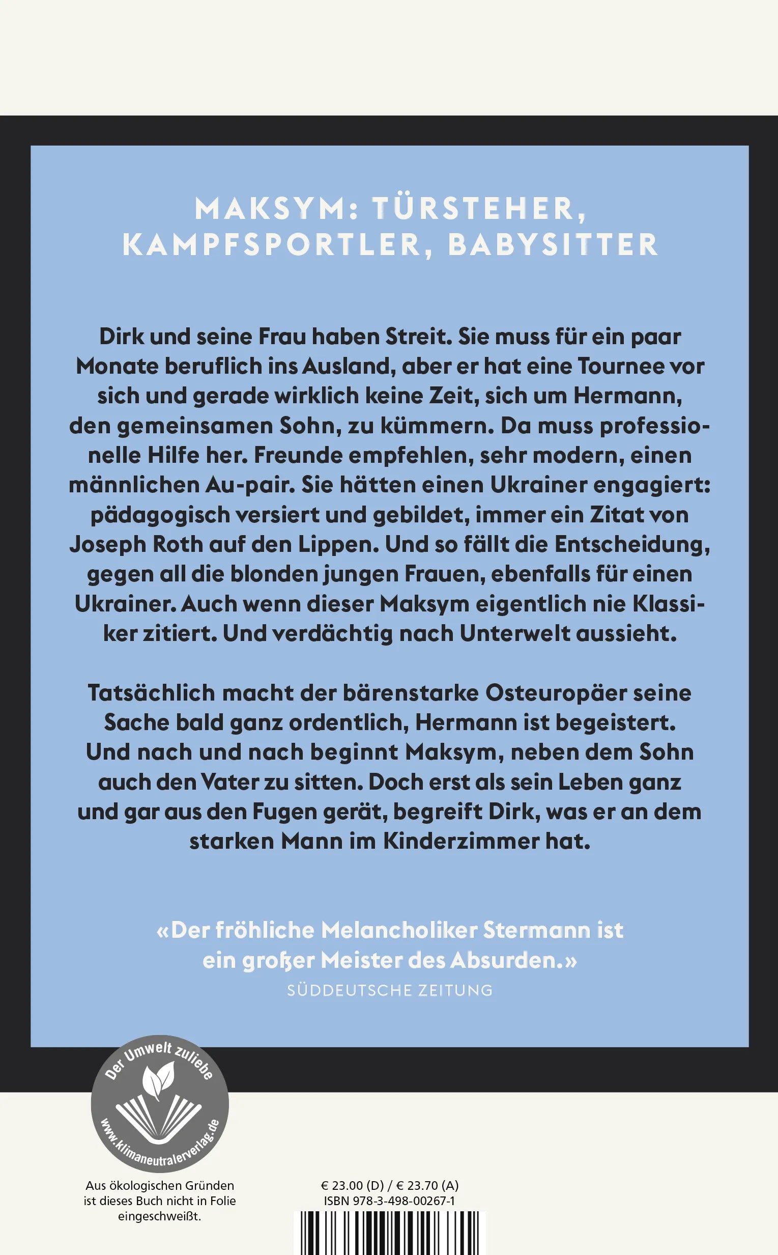 Buchrückseite von 'Maksym' mit Klappentext - Gebundene Ausgabe