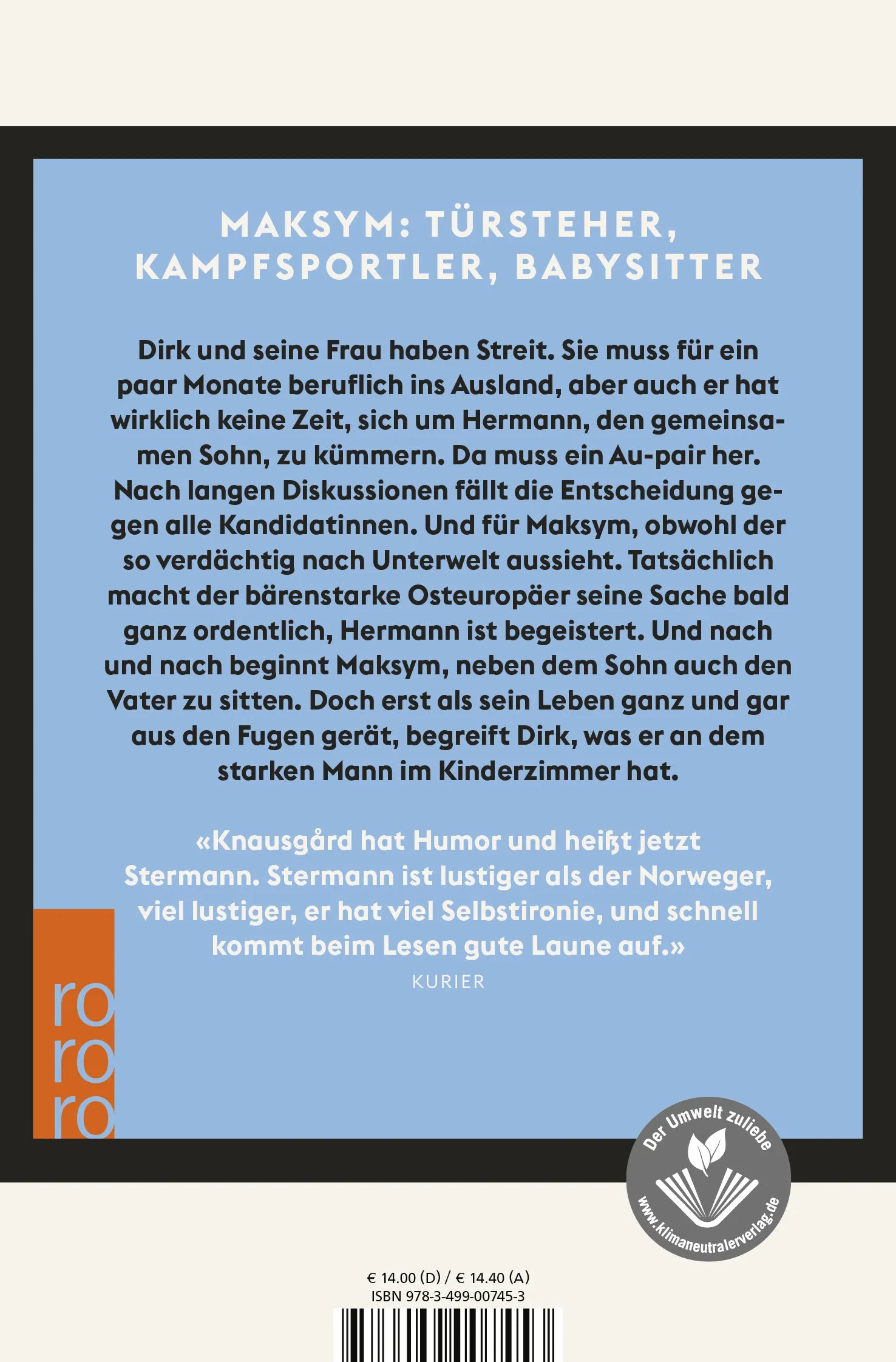 Buchrückseite von 'Maksym' mit Klappentext - Taschenbuch
