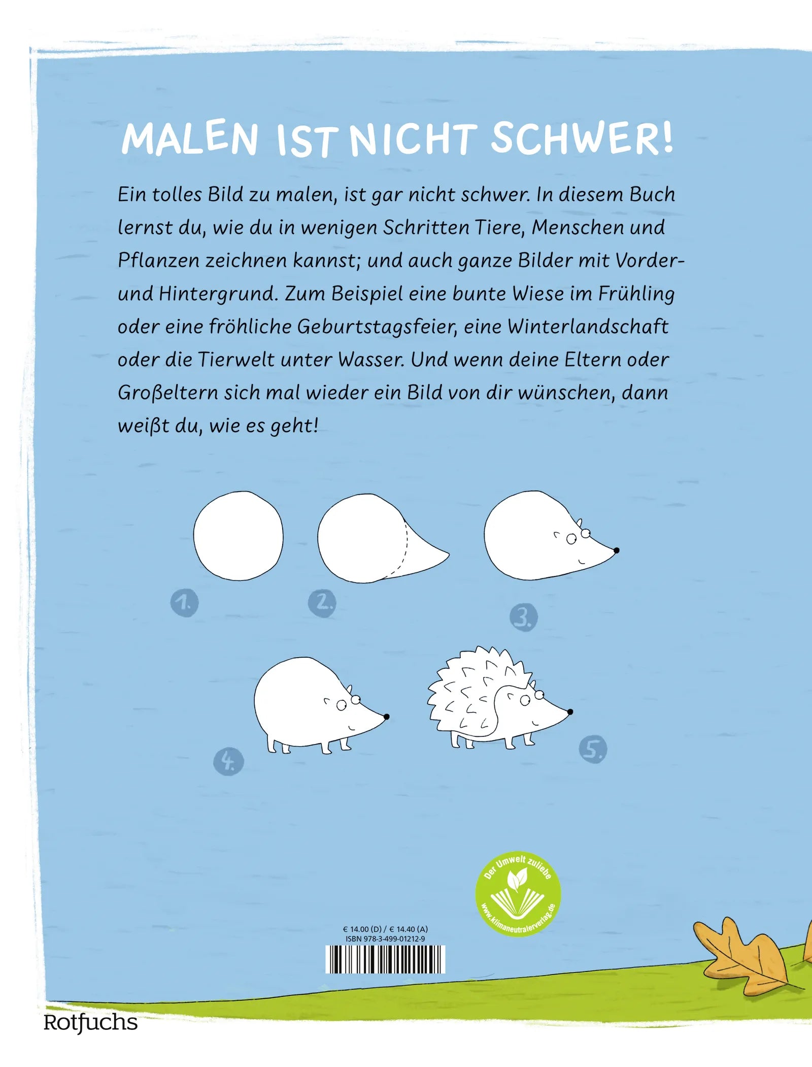 Buchrückseite von 'Mal mir doch ein Bild! In kurzen Schritten zum kleinen Zeichenprofi' mit Klappentext - Gebundene Ausgabe