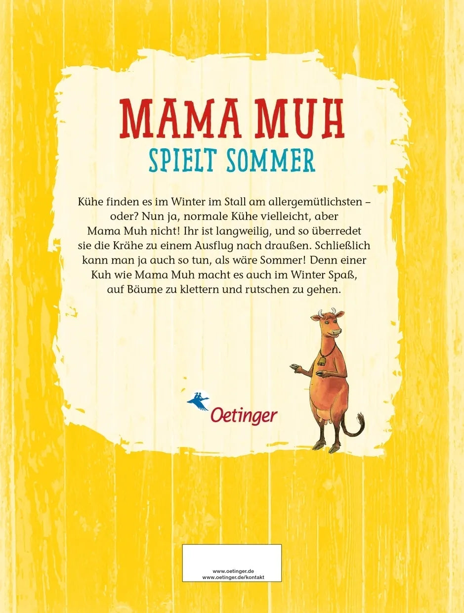 Buchrückseite von 'Mama Muh spielt Sommer' mit Klappentext - Gebundene Ausgabe
