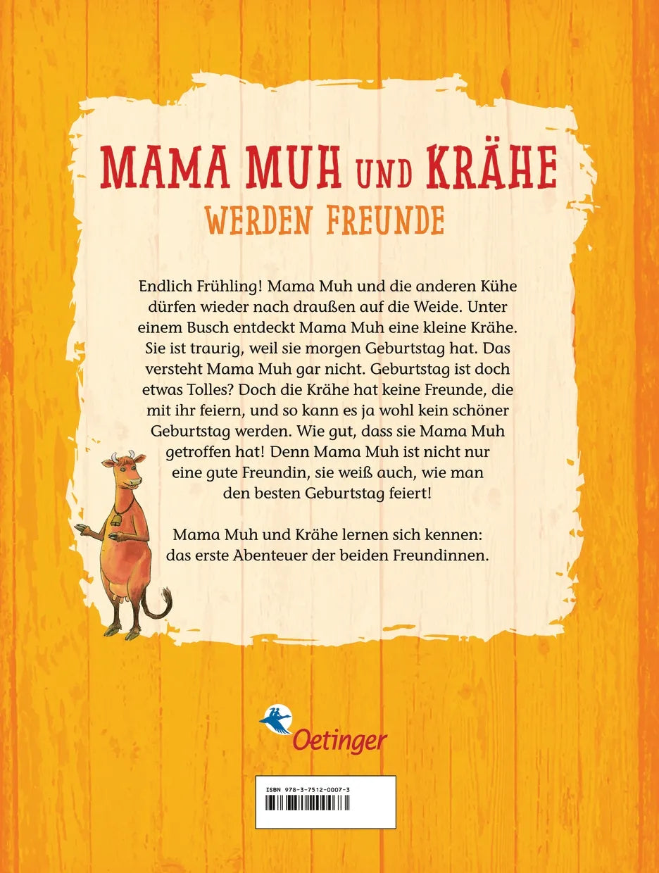 Buchrückseite von 'Mama Muh und Krähe werden Freunde' mit Klappentext - Gebundene Ausgabe