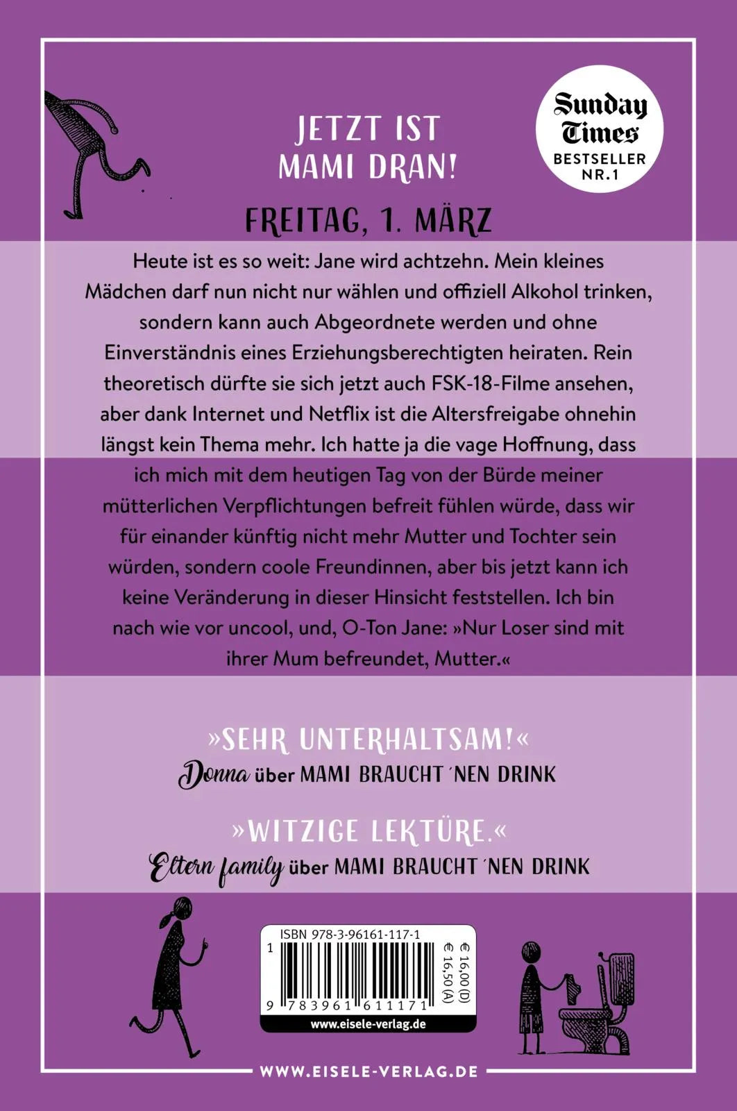 Buchrückseite von 'Mami will auch mal!' mit Klappentext - Paperback