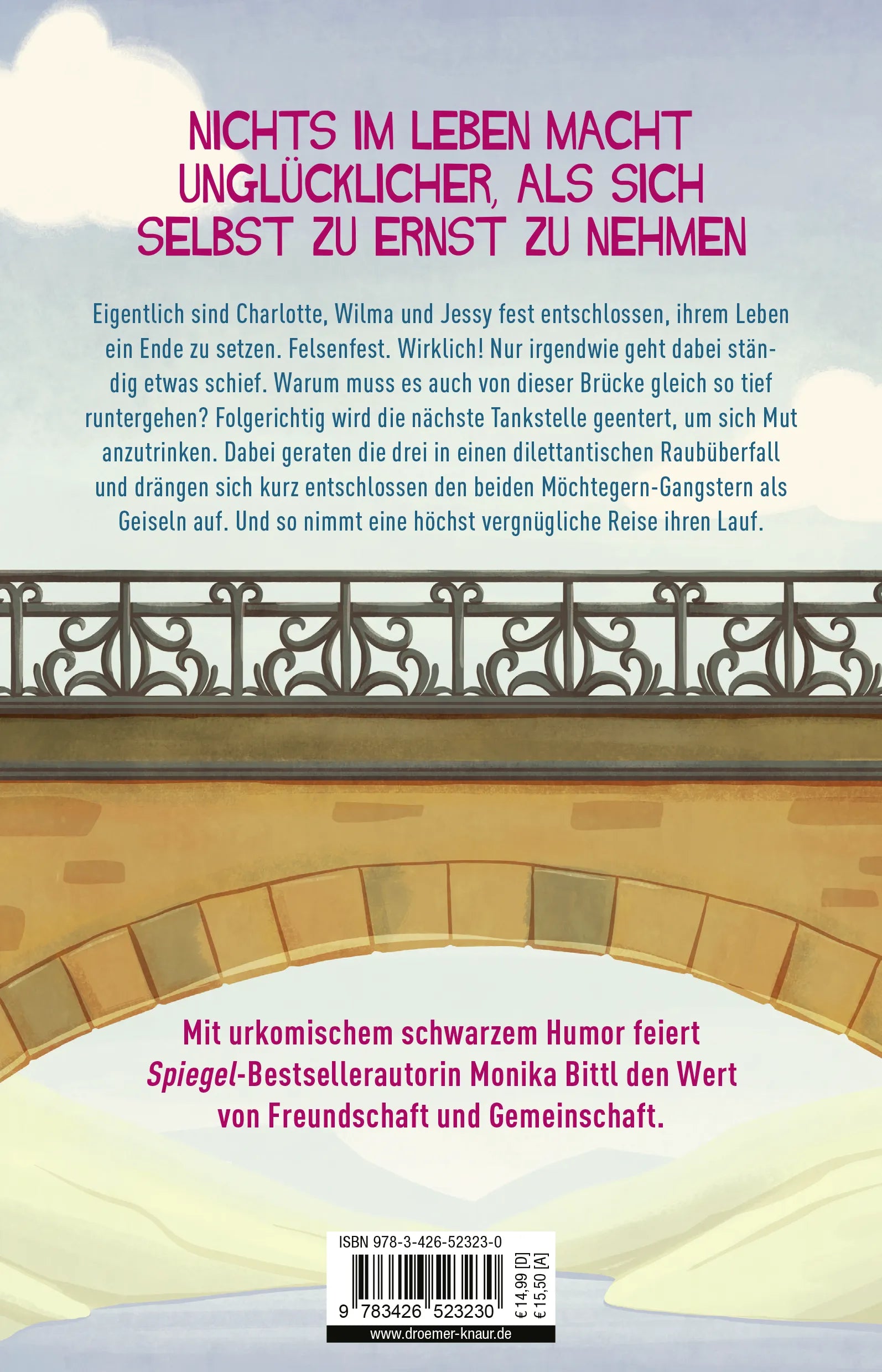 Buchrückseite von 'Man muss auch mal loslassen können' mit Klappentext - Paperback