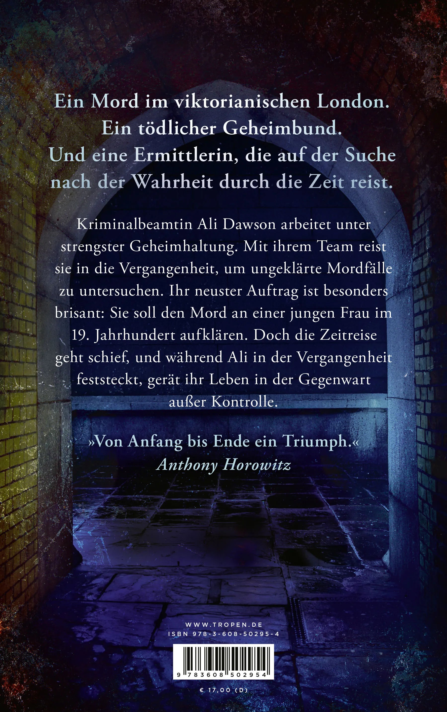 Buchrückseite von 'Manche Schuld vergeht nie' mit Klappentext - Paperback