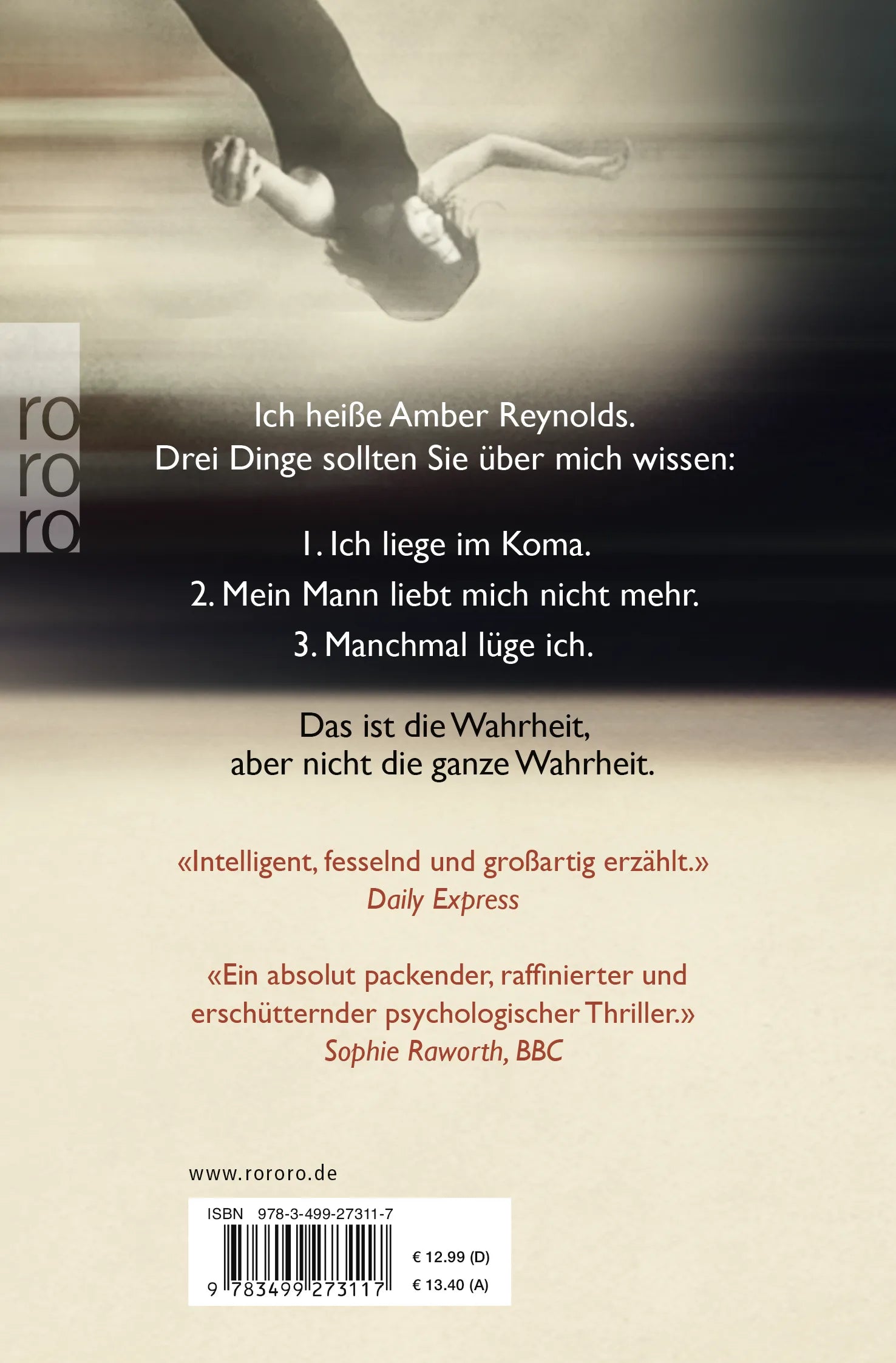 Buchrückseite von 'Manchmal lüge ich' mit Klappentext - Taschenbuch