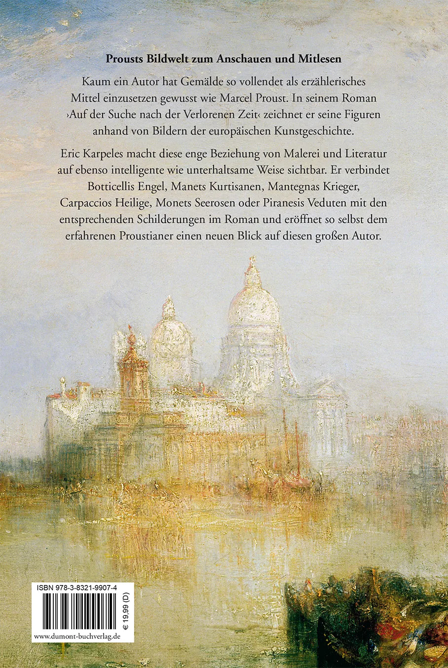 Buchrückseite von 'Marcel Proust und die Gemälde aus der Verlorenen Zeit' mit Klappentext - Paperback