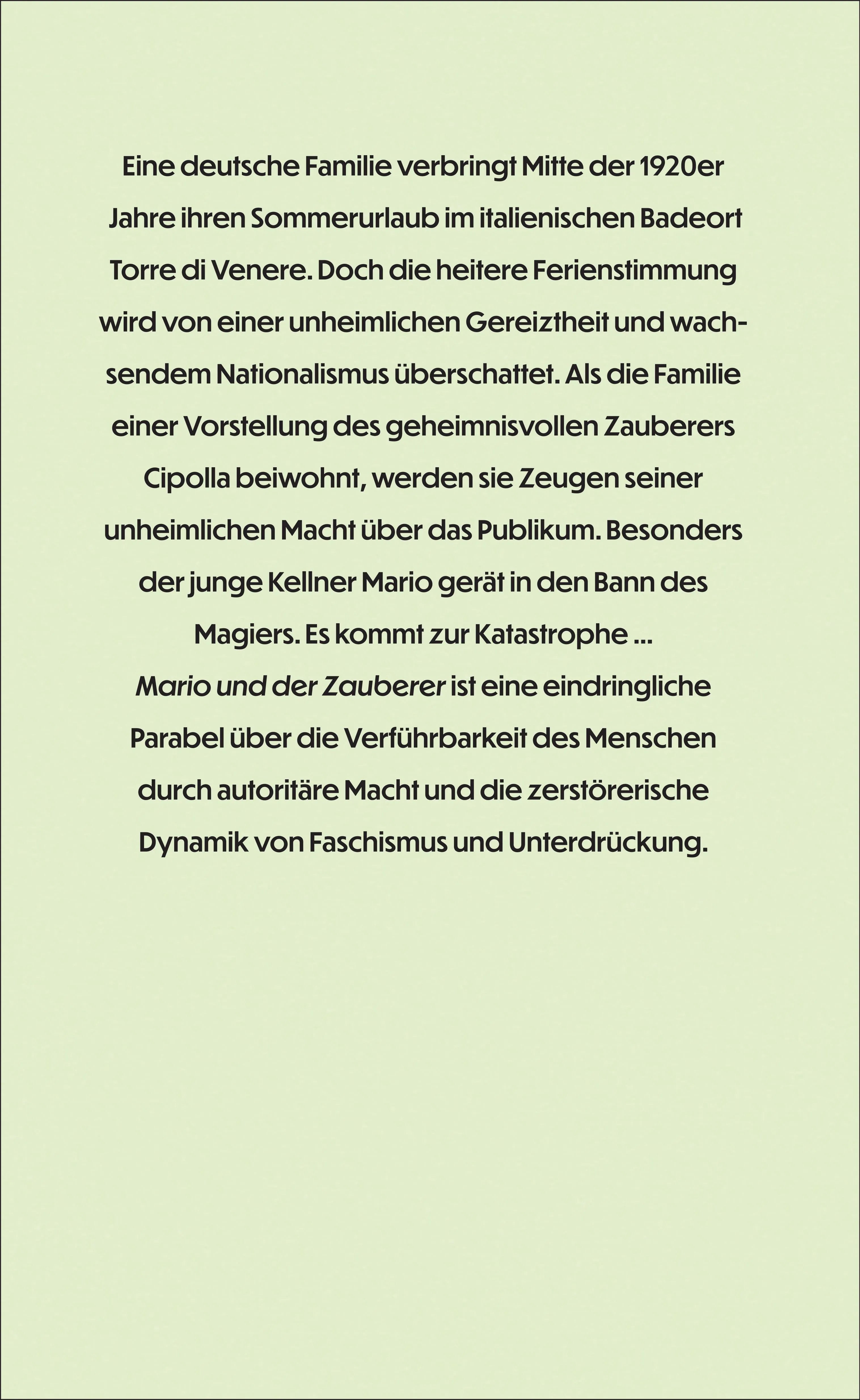 Rückseite: Mario und der Zauberer (Hardcover)