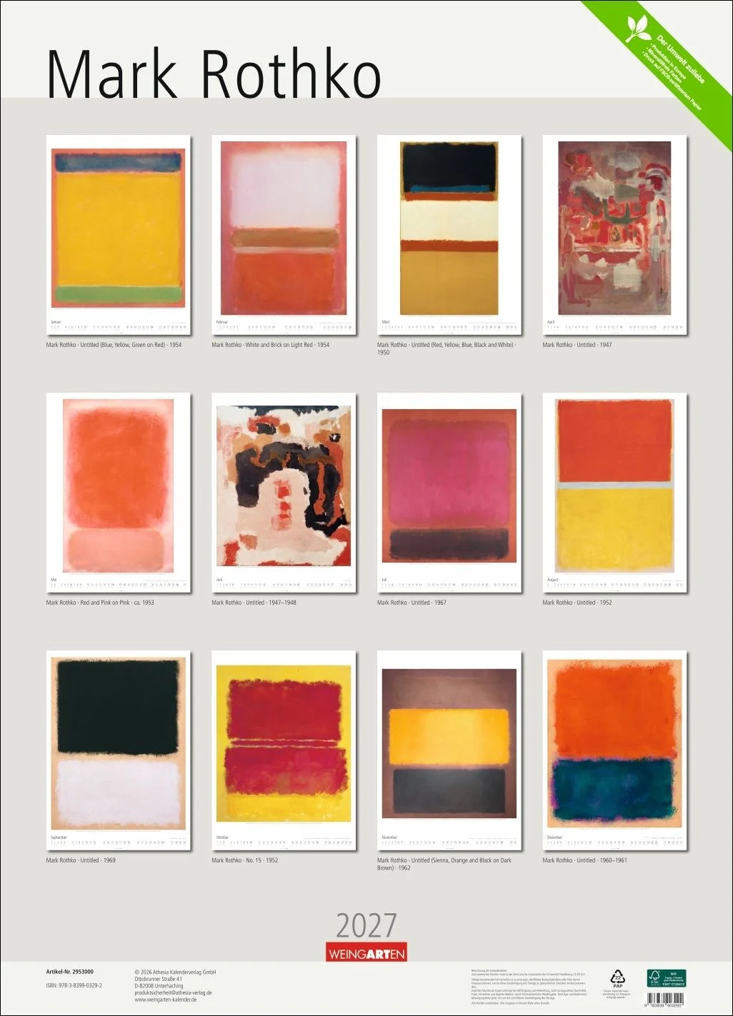Mark Rothko Kalender 2027 – Ansicht