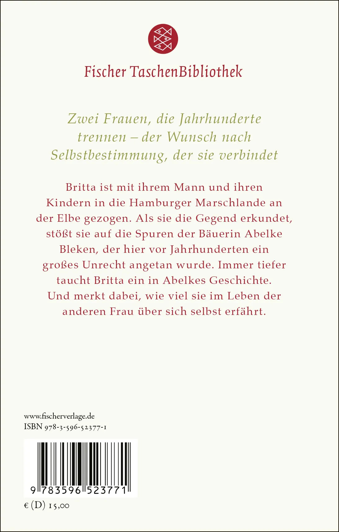 Buchrückseite von 'Marschlande' mit Klappentext - Gebundene Ausgabe
