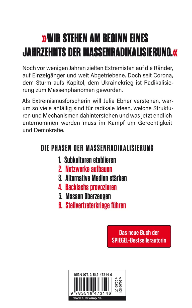 Buchrückseite von 'Massenradikalisierung' mit Klappentext - Gebundene Ausgabe