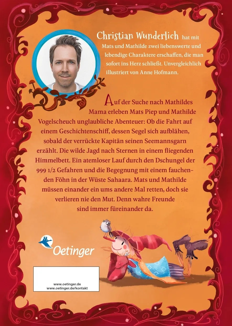 Buchrückseite von 'Mats und Mathilde 2. Eine abenteuerliche Reise' mit Klappentext - Gebundene Ausgabe