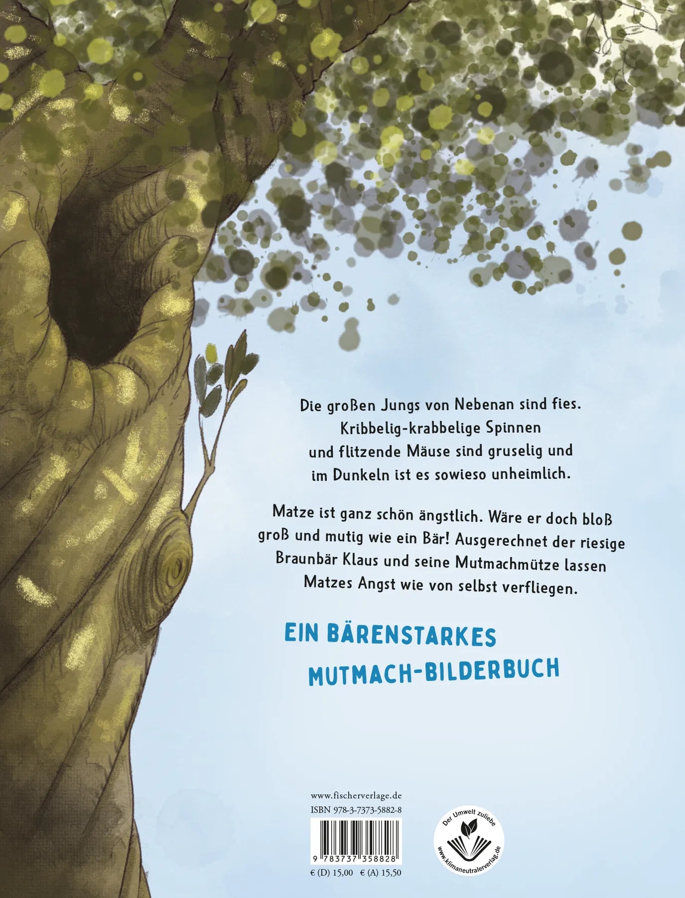 Buchrückseite von 'Matze Bärenmut' mit Klappentext - Gebundene Ausgabe