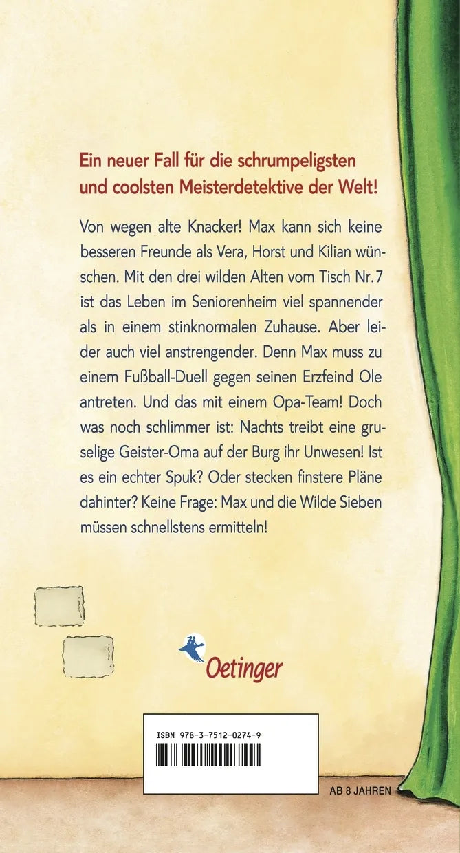 Buchrückseite von 'Max und die wilde 7 2. Die Geister-Oma' mit Klappentext - Taschenbuch