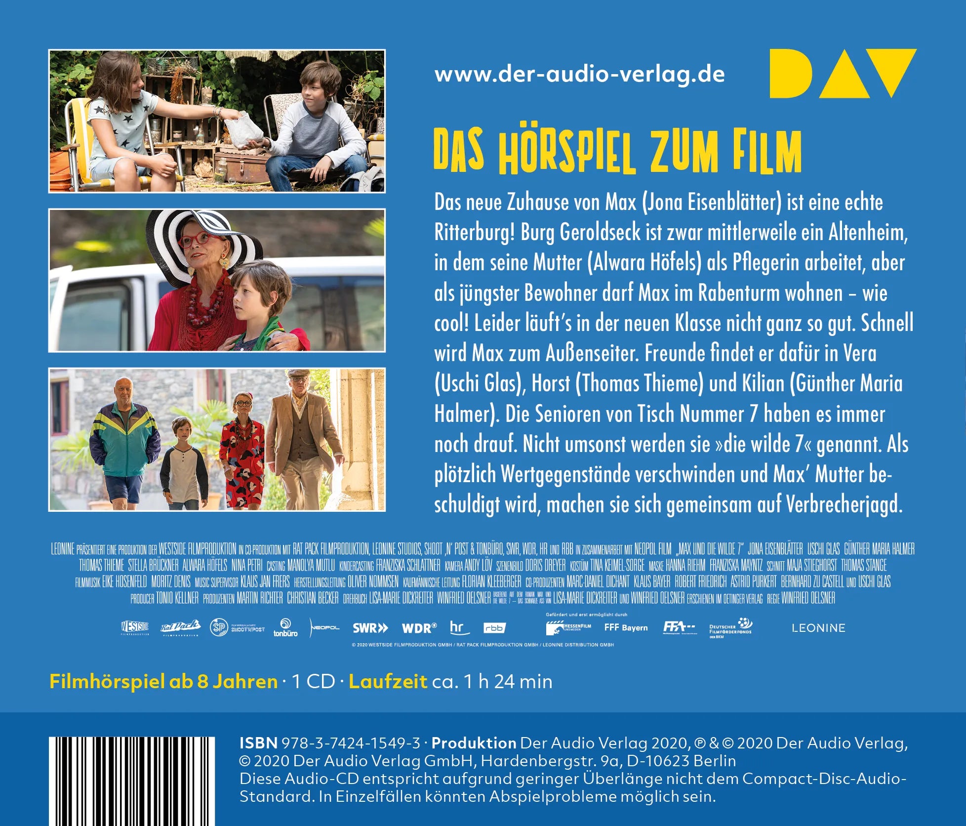 Buchrückseite von 'Max und die wilde 7 – Das Original-Hörspiel zum Film' mit Klappentext - Hörbuch (CD)