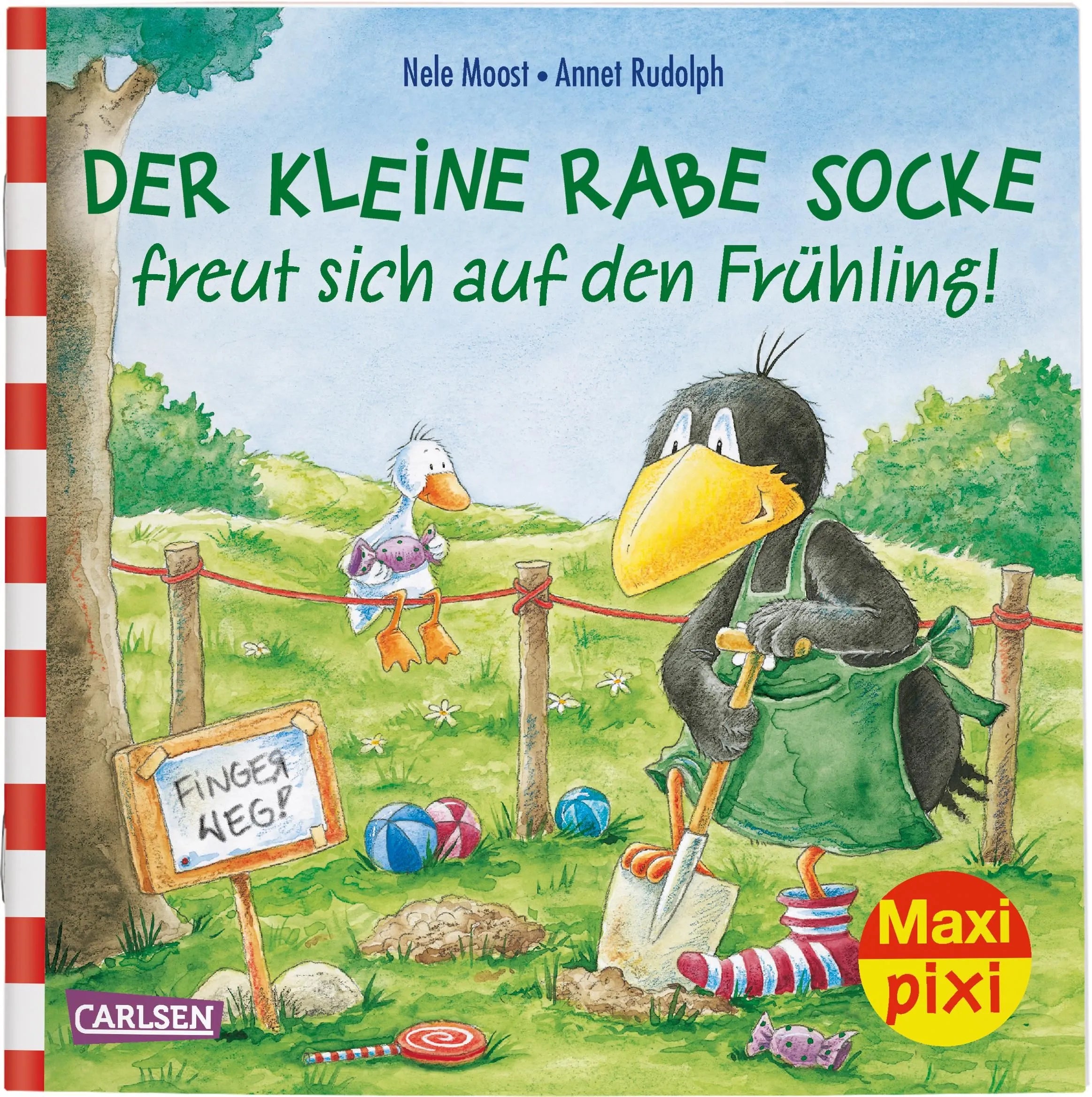 Buchcover von 'Maxi Pixi 290: Der kleine Rabe Socke freut sich auf den Frühling' - Taschenbuch von Nele Moost