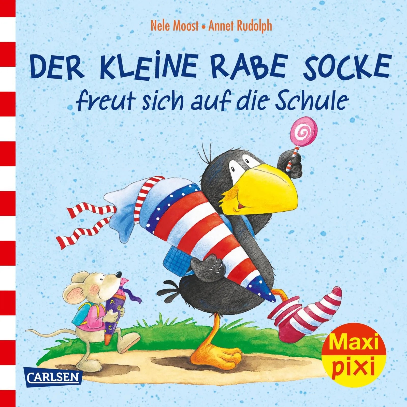 Buchcover von 'Maxi Pixi 315: Rabe Socke freut sich auf die Schule' - Taschenbuch von Nele Moost