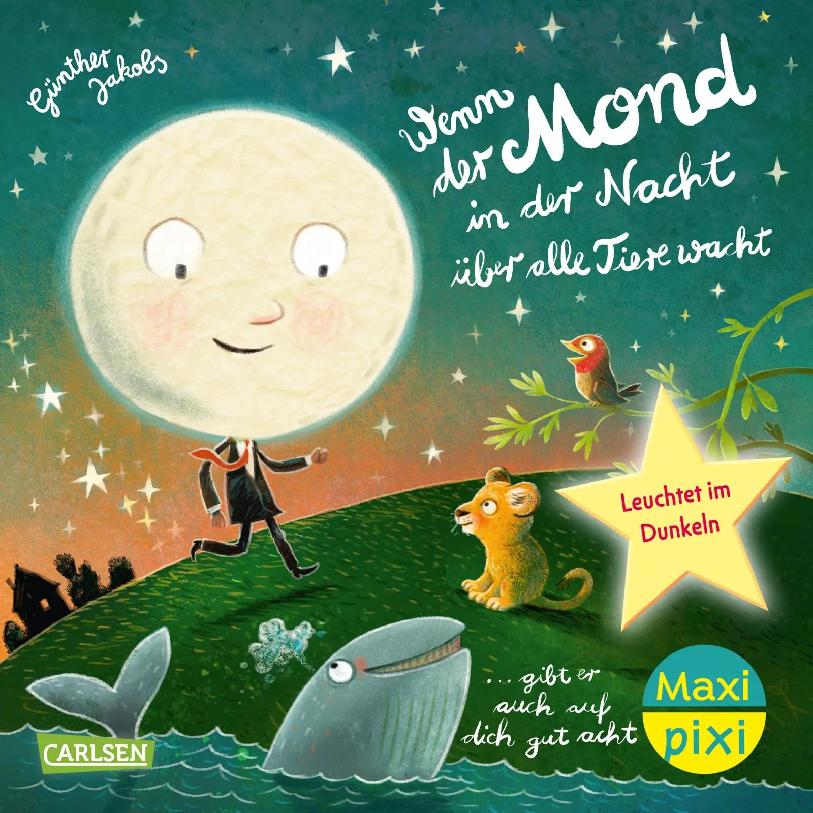 Cover: Maxi Pixi 511: Wenn der Mond in der Nacht über alle Tiere wacht... gibt er auch auf dich gut acht (Taschenbuch) von Günther Jakobs